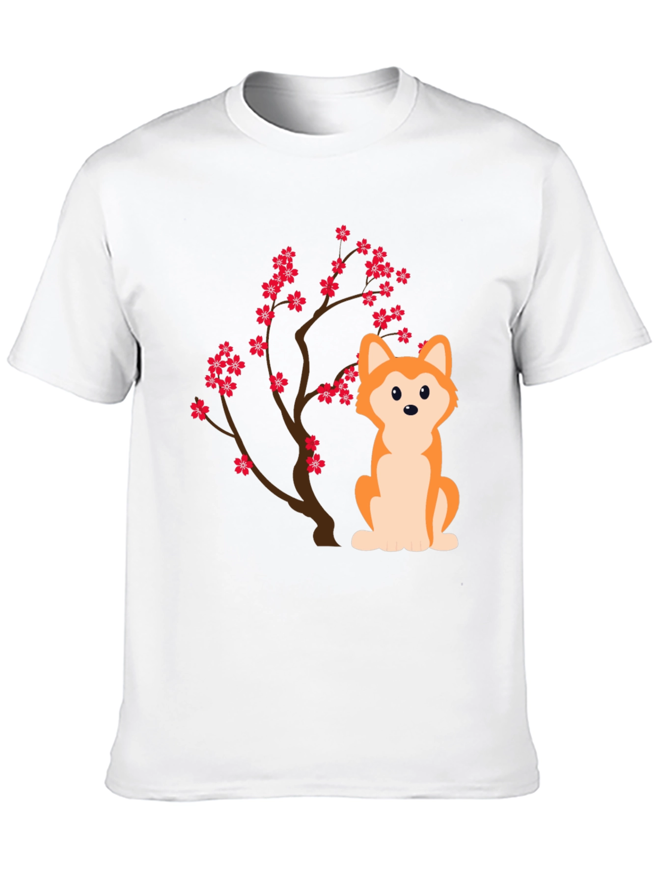 Dog & Cherry Blossom T-Shirt - Soft Cotton Blend