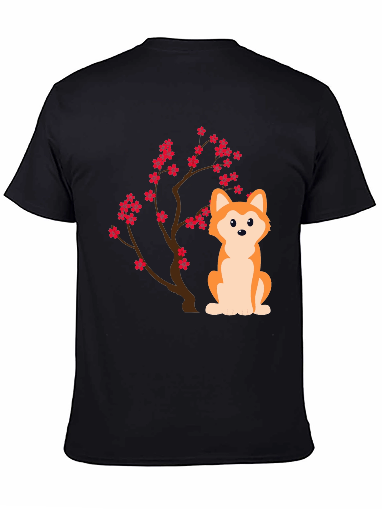 Dog & Cherry Blossom T-Shirt - Soft Cotton Blend