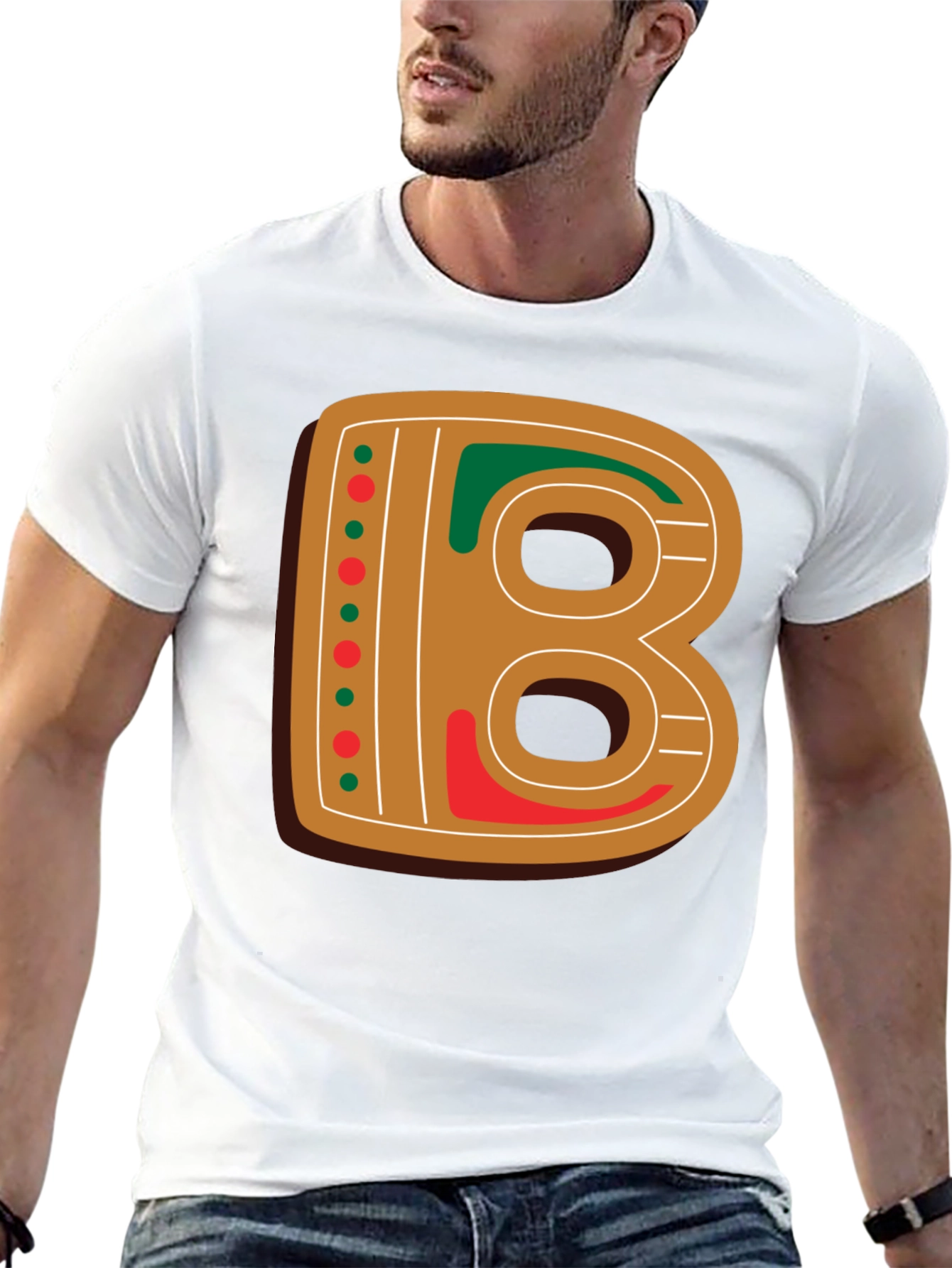 Gingerbread Letter B Christmas Holiday T-Shirt
