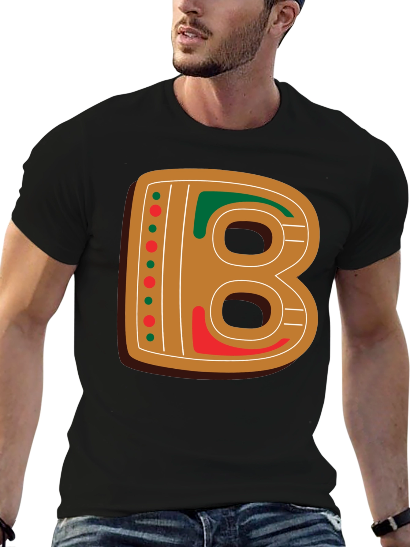 Gingerbread Letter B Christmas Holiday T-Shirt