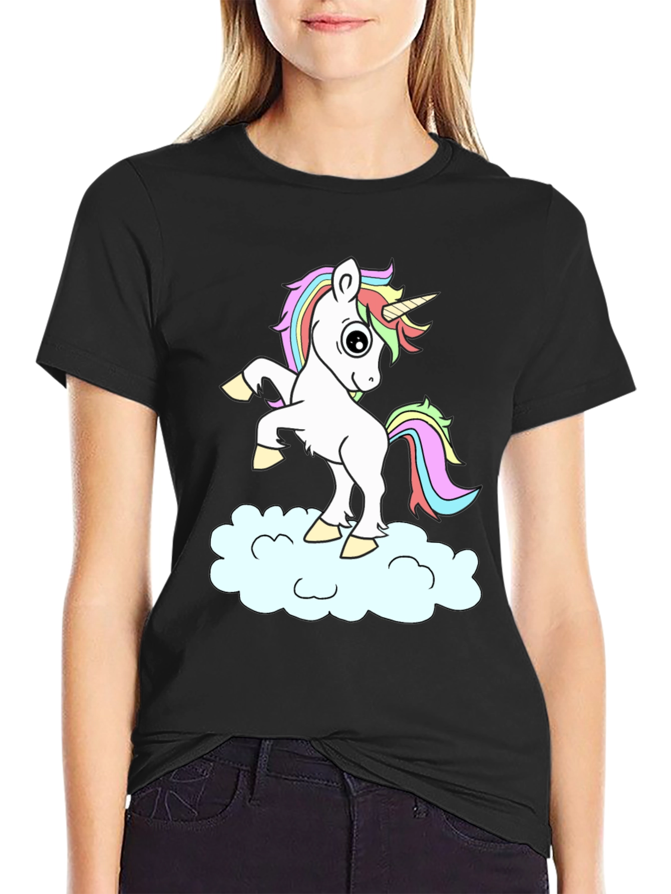 Unicorn Cloud Black T-Shirt