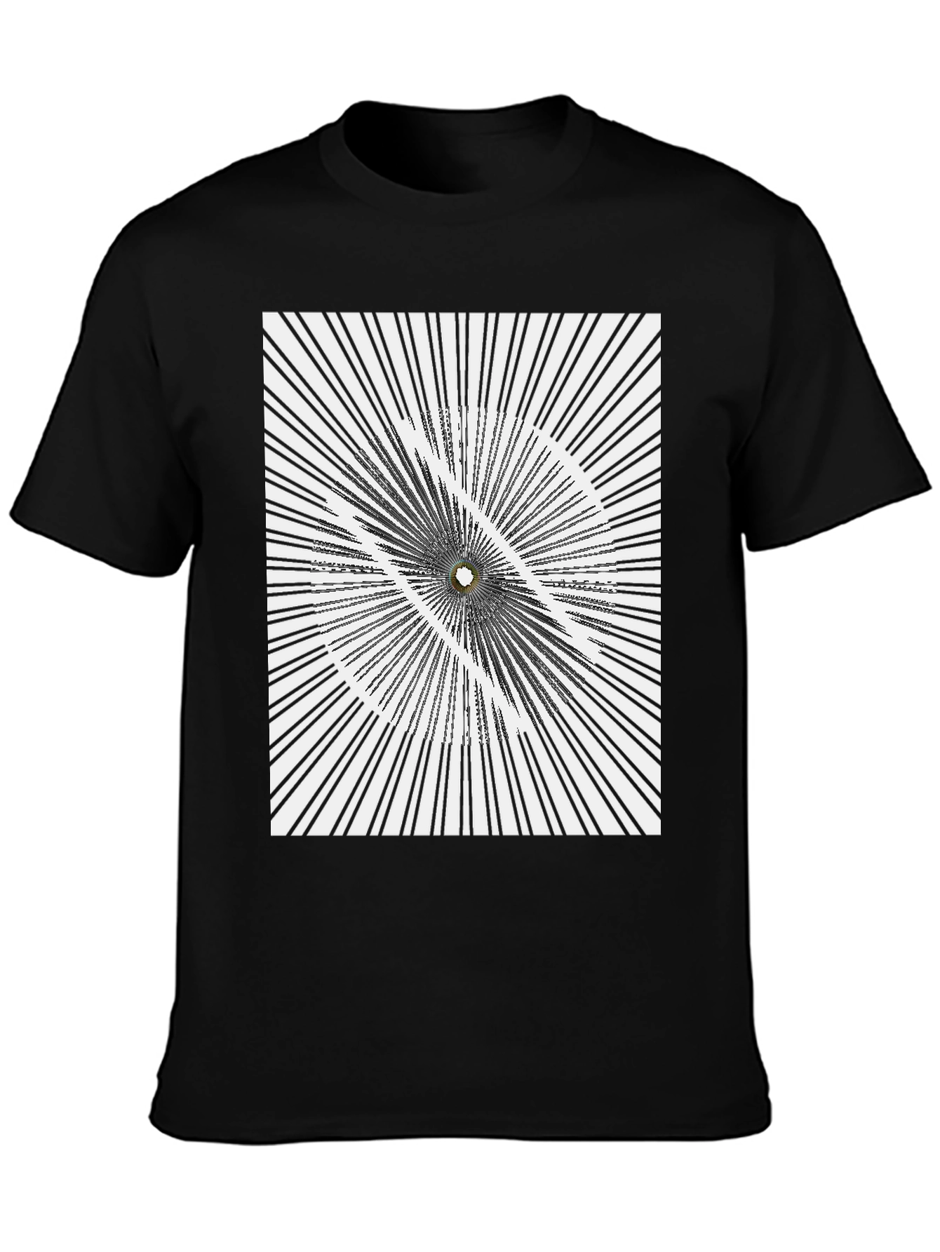 Abstract Optical Illusion Graphic Print Black T-Shirt