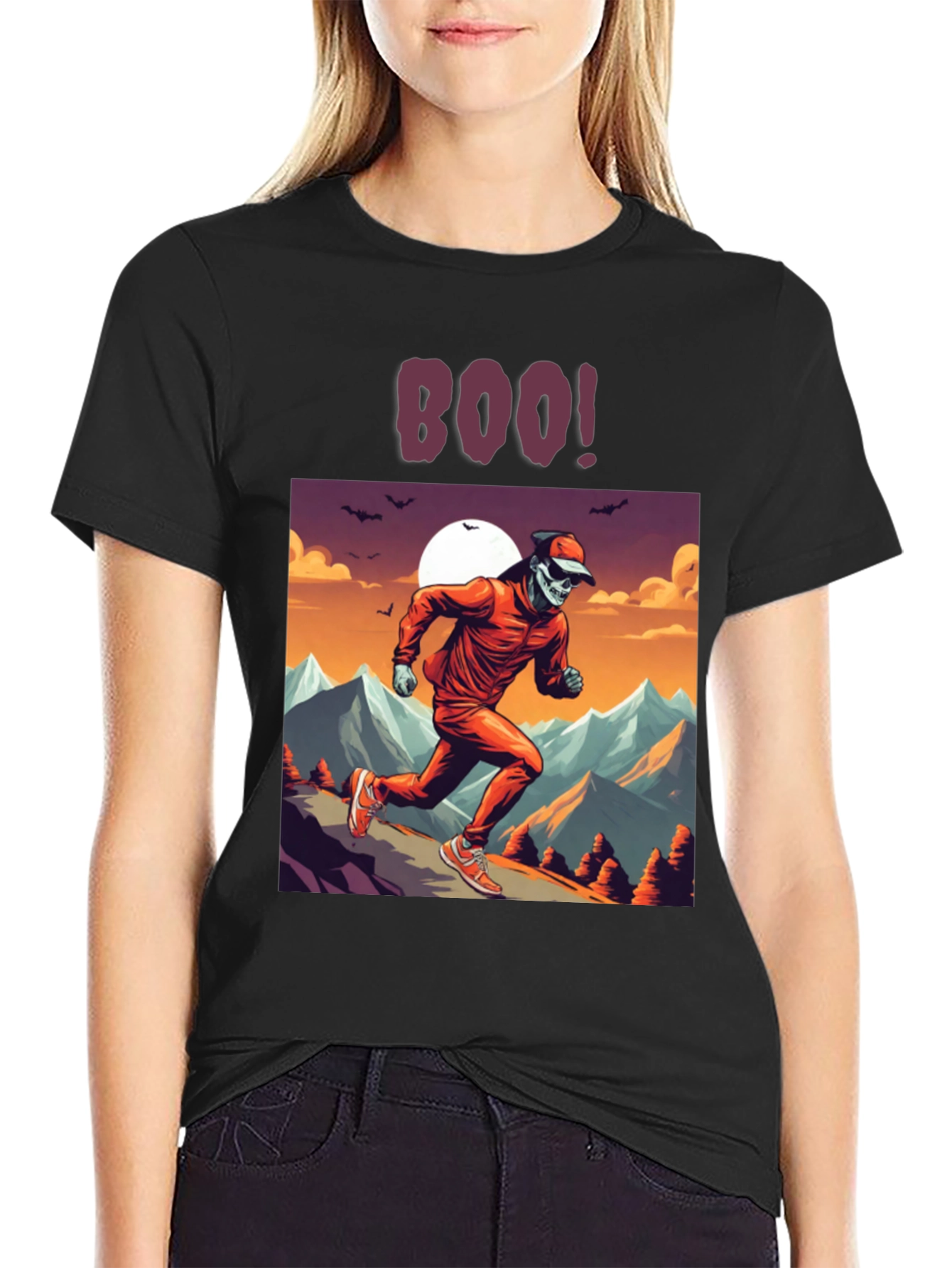Boo! Skeleton Runner Graphic Tee
