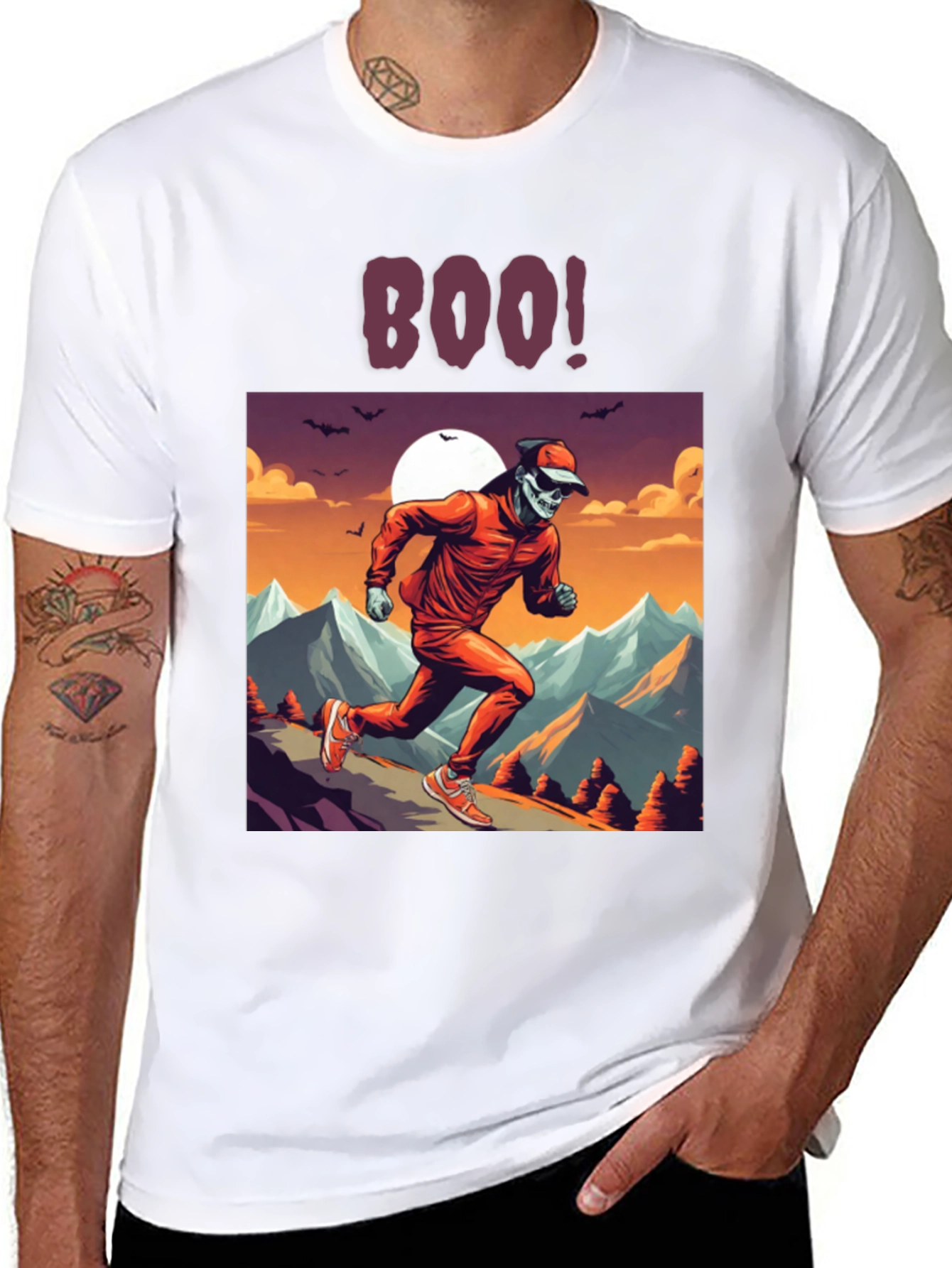Boo! Skeleton Runner Graphic Tee