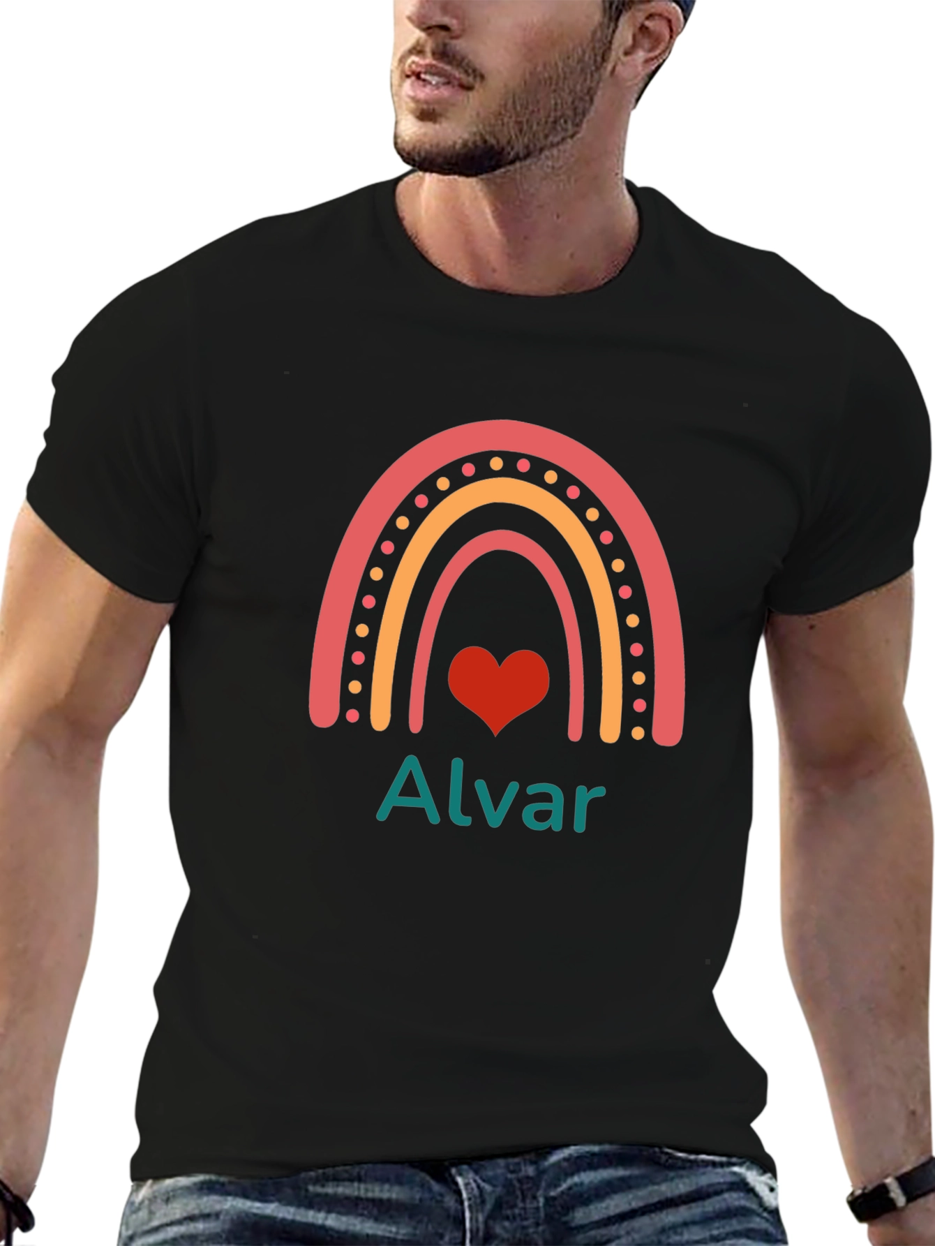 Rainbow Heart Alvar T-Shirt - Black