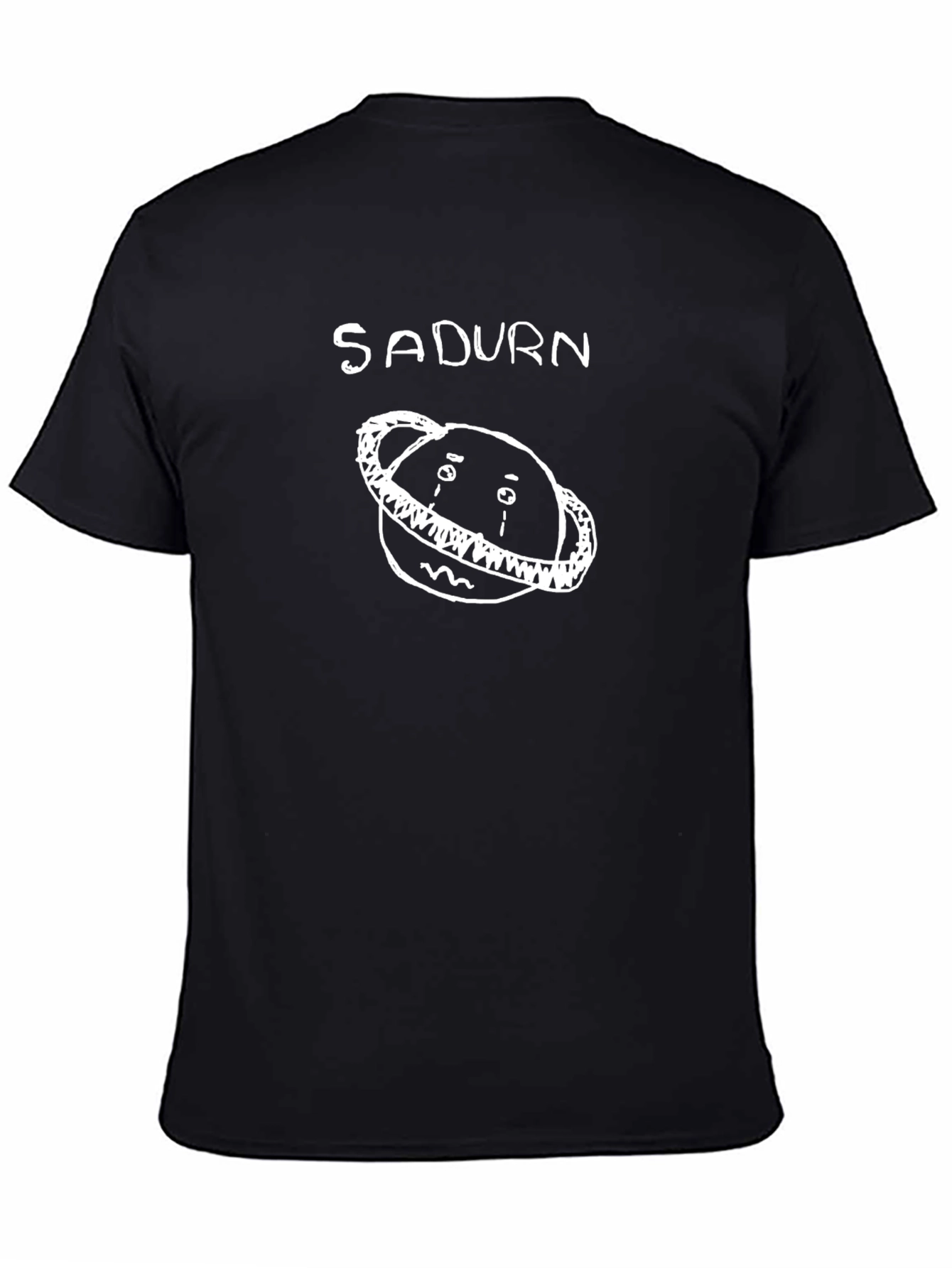 Sadurn Saturn T-Shirt - White Graphic on Black