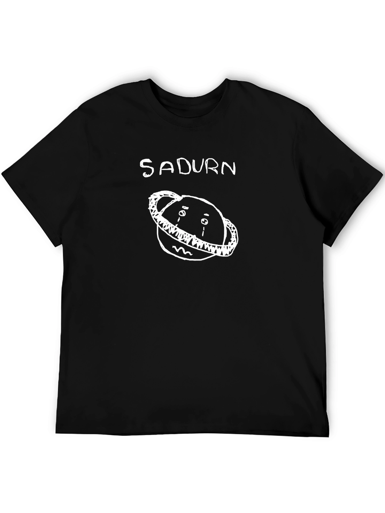 Sadurn Saturn T-Shirt - White Graphic on Black