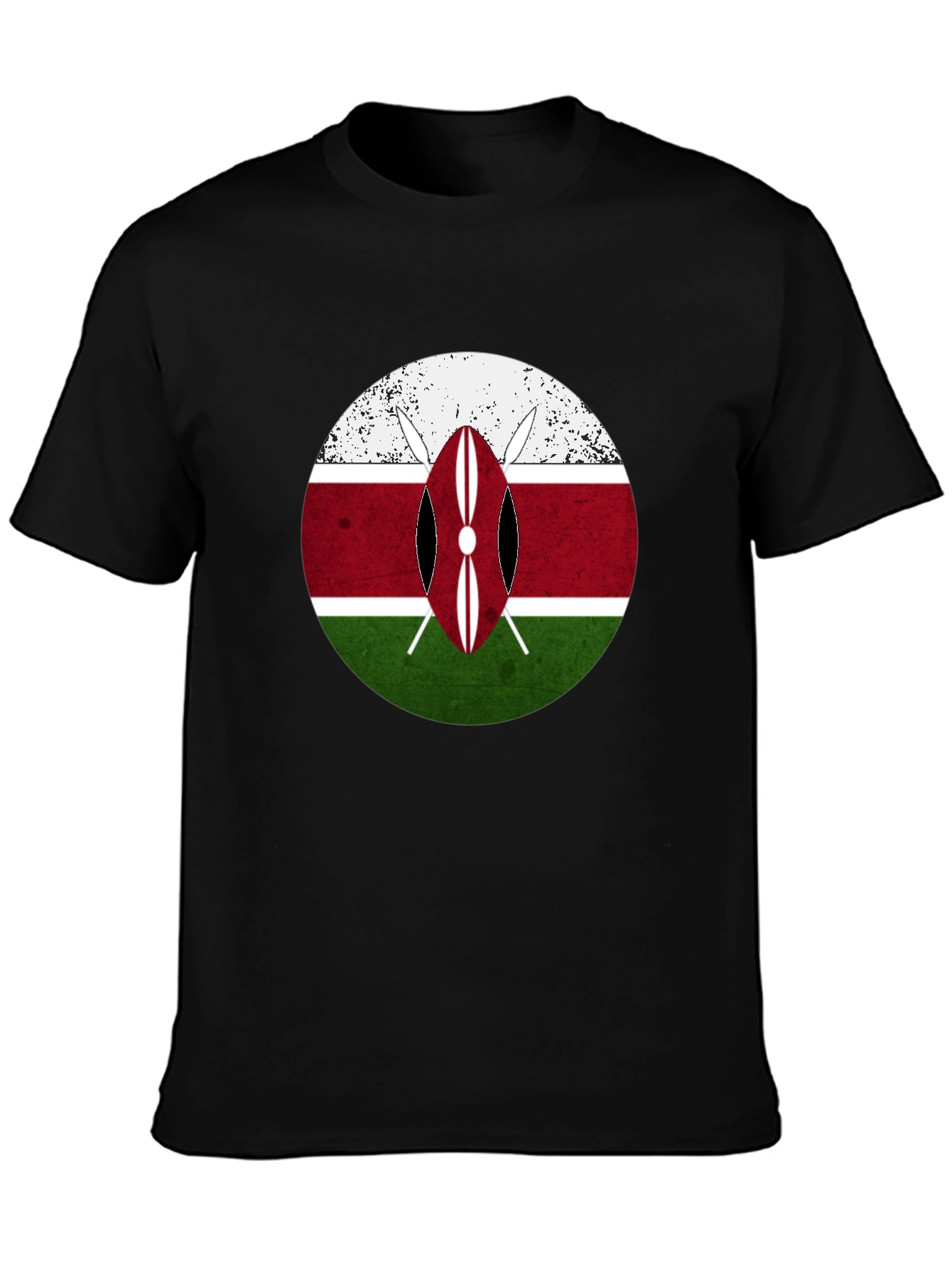Kenya Flag Shield T-Shirt - Distressed Graphic Tee
