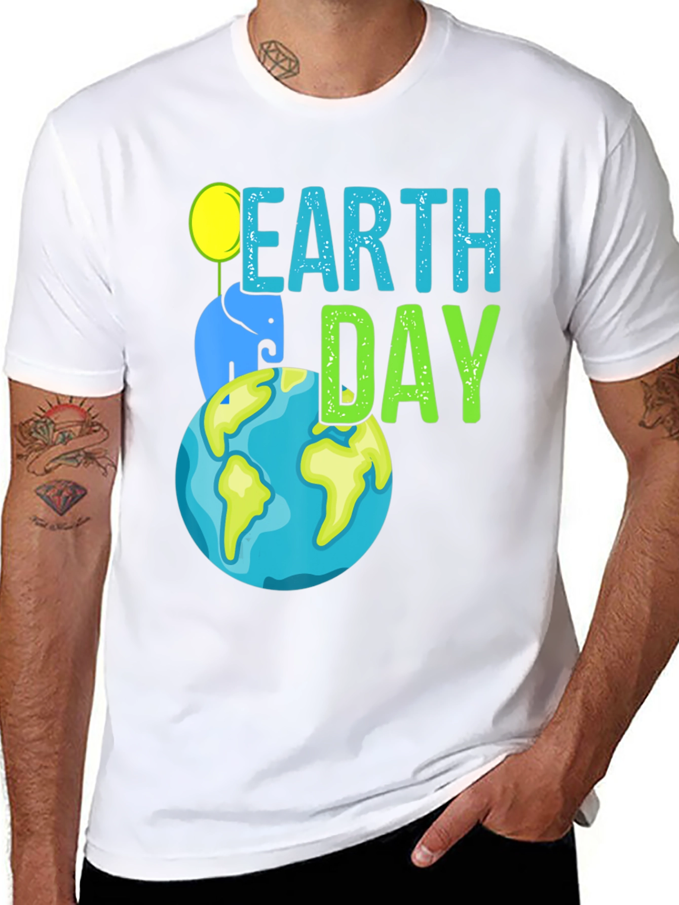 Earth Day Elephant Graphic T-Shirt