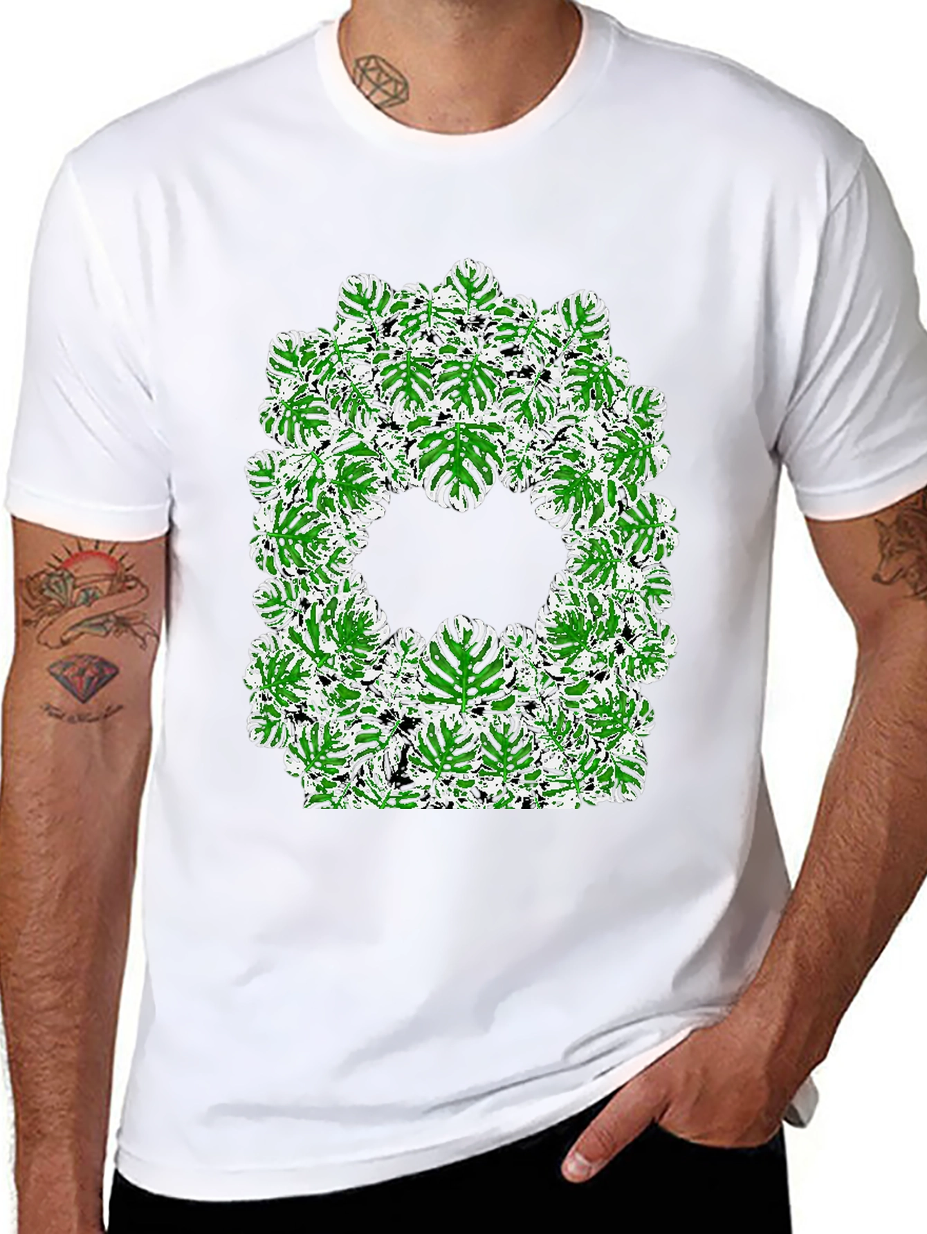 Tropical Leaf Print Tee - Modern Style