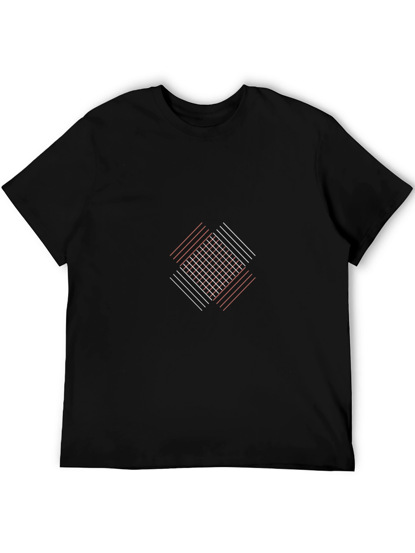 Geometric Line Art Black Tee - Modern Graphic T-Shirt