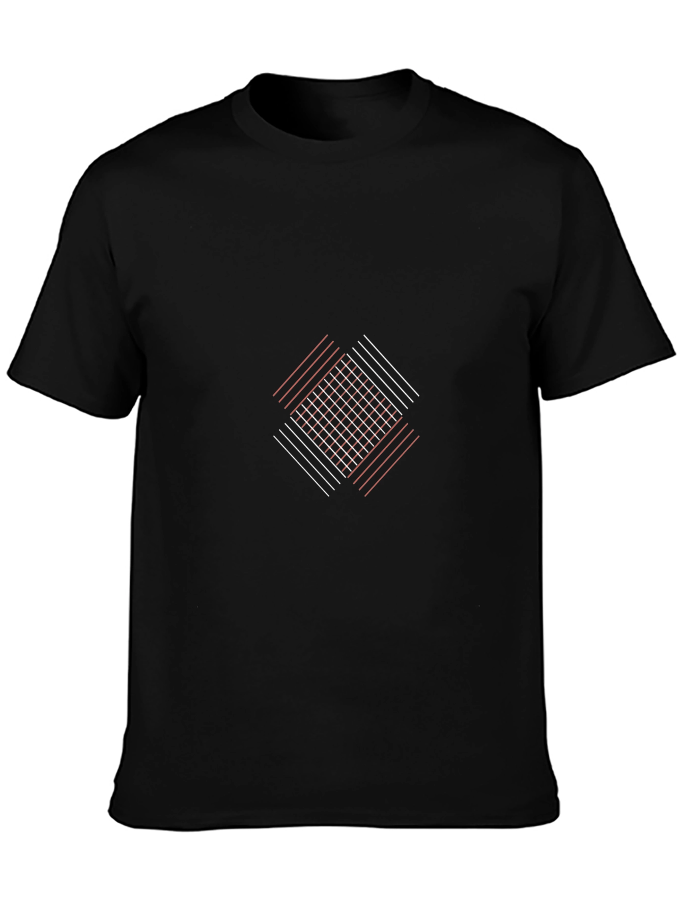 Geometric Line Art Black Tee - Modern Graphic T-Shirt