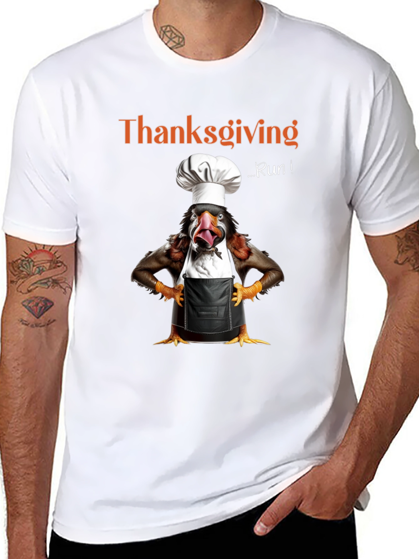 Thanksgiving Turkey Run Chef T-Shirt