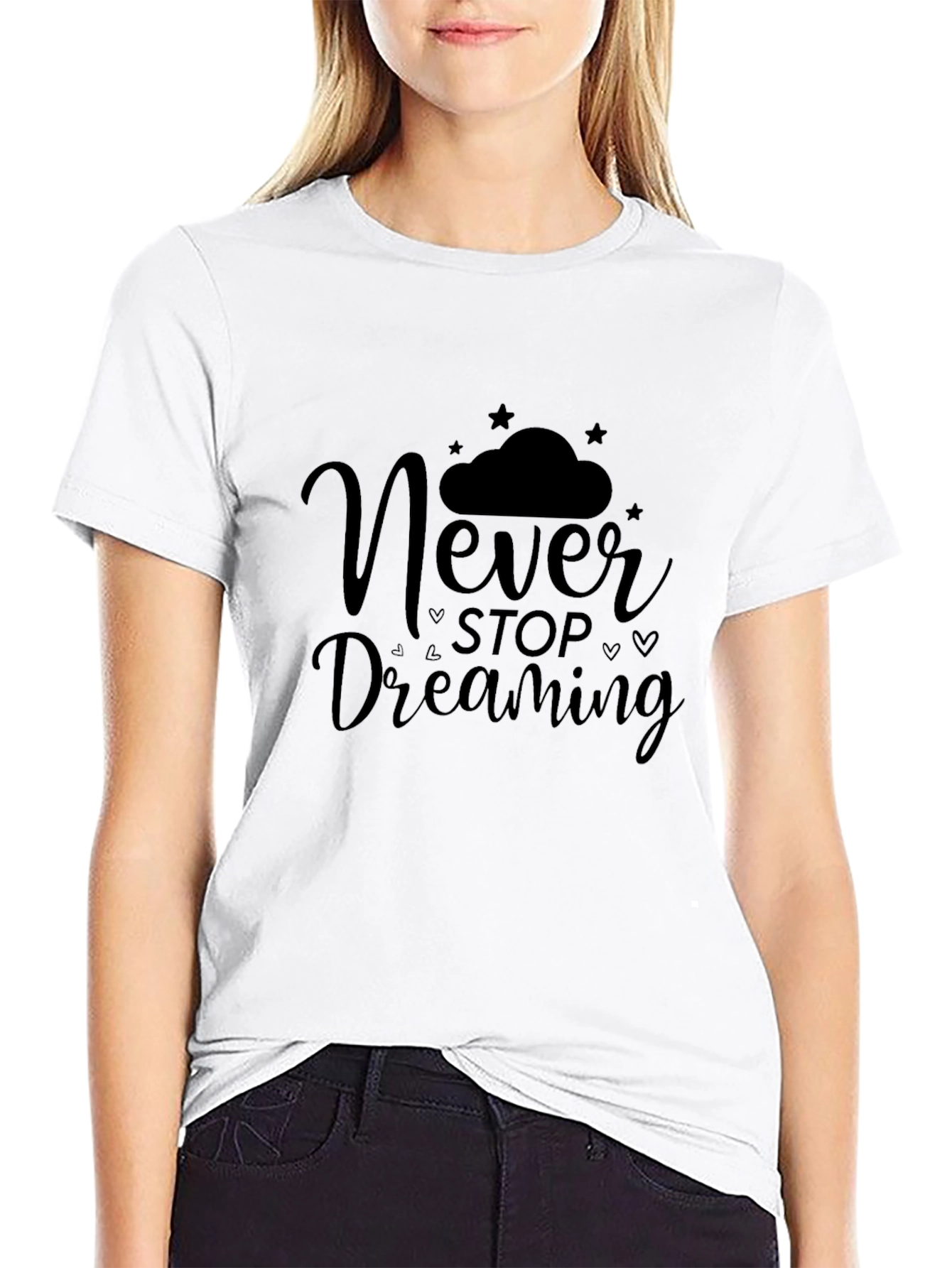 Never Stop Dreaming Black Graphic Tee