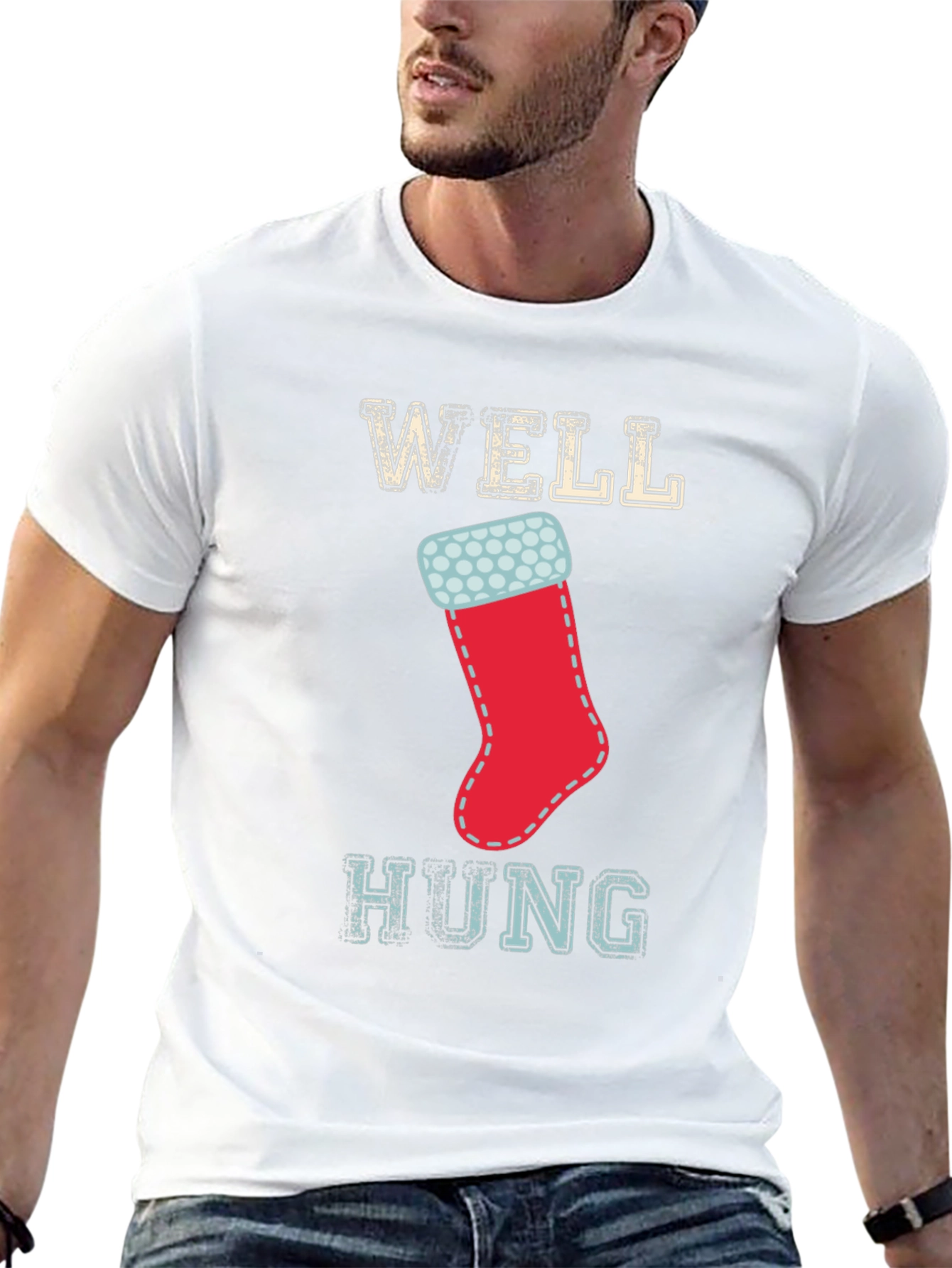 Well Hung Christmas Stocking Graphic Tee