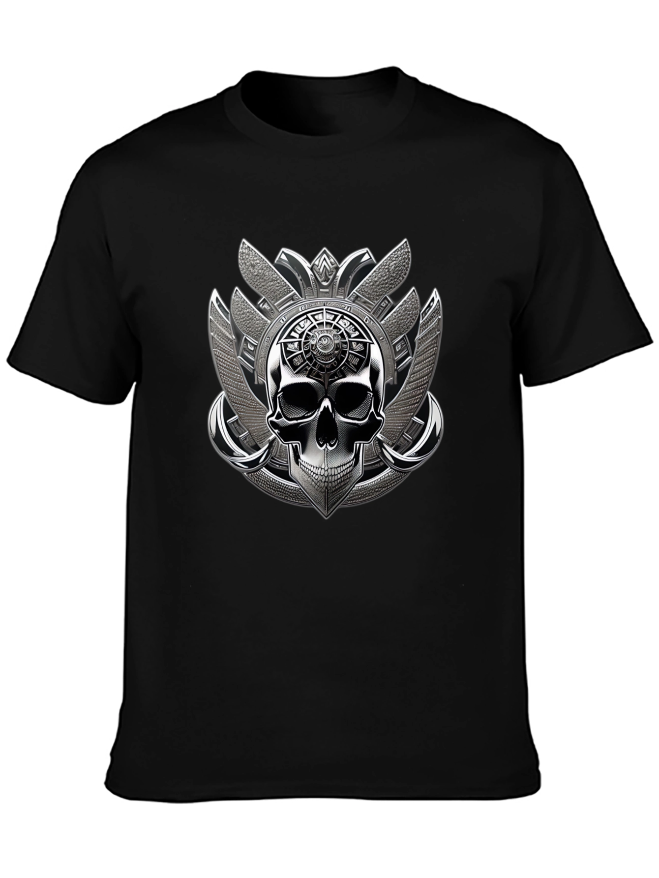 Skull Emblem Graphic Tee - Black