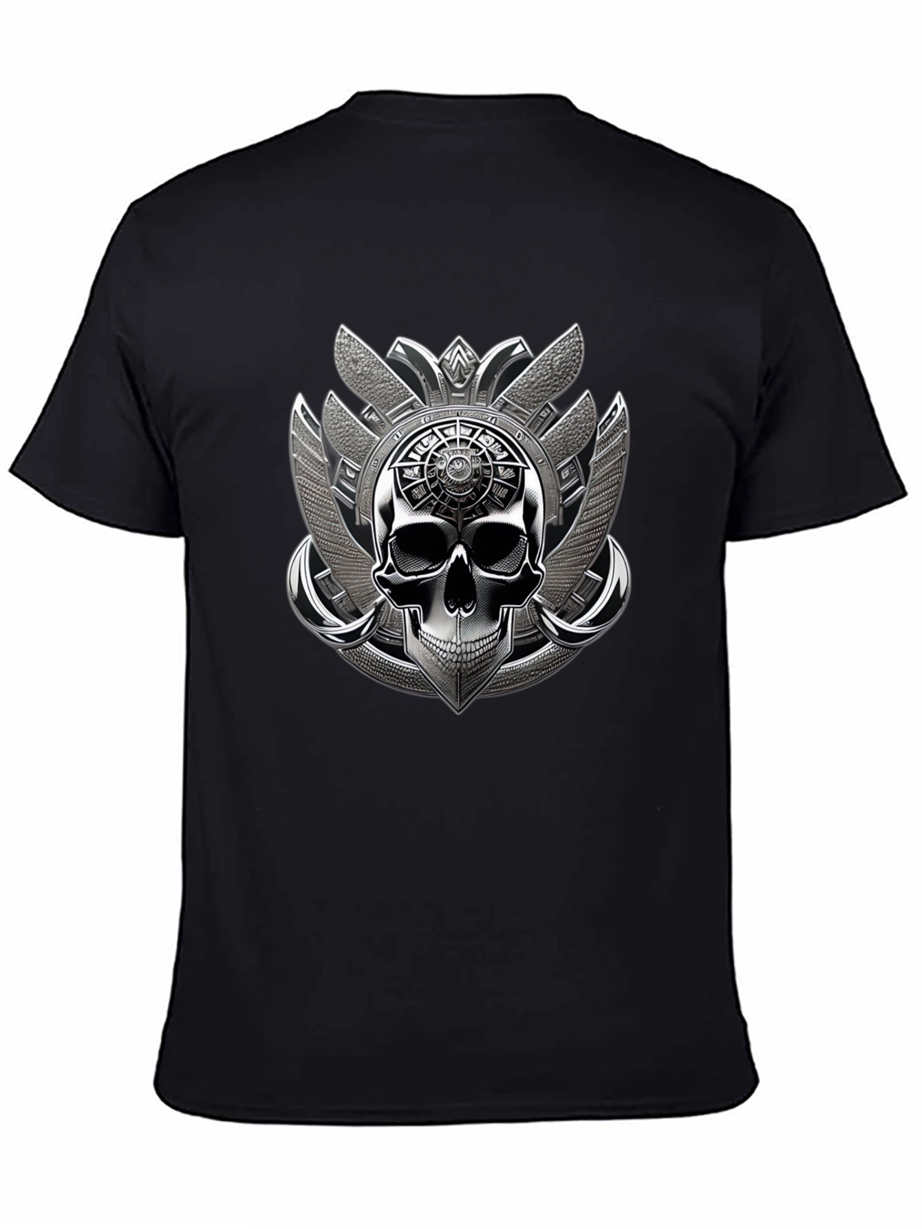 Skull Emblem Graphic Tee - Black