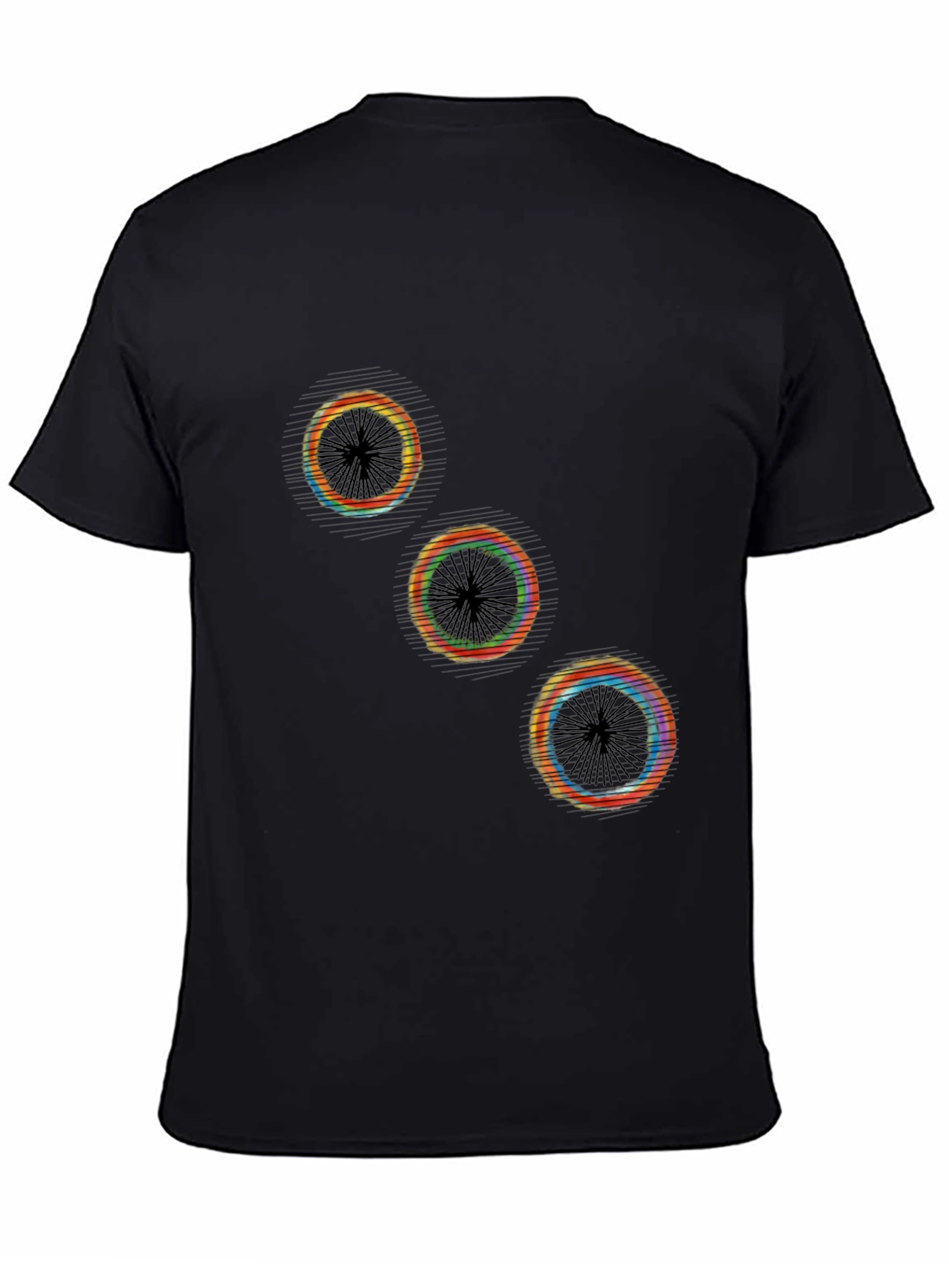 Abstract Circles Graphic Tee - Black Cotton Blend