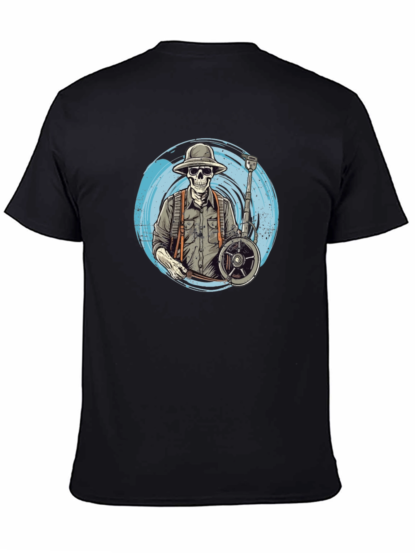 Skeleton Banjo Player Black T-Shirt