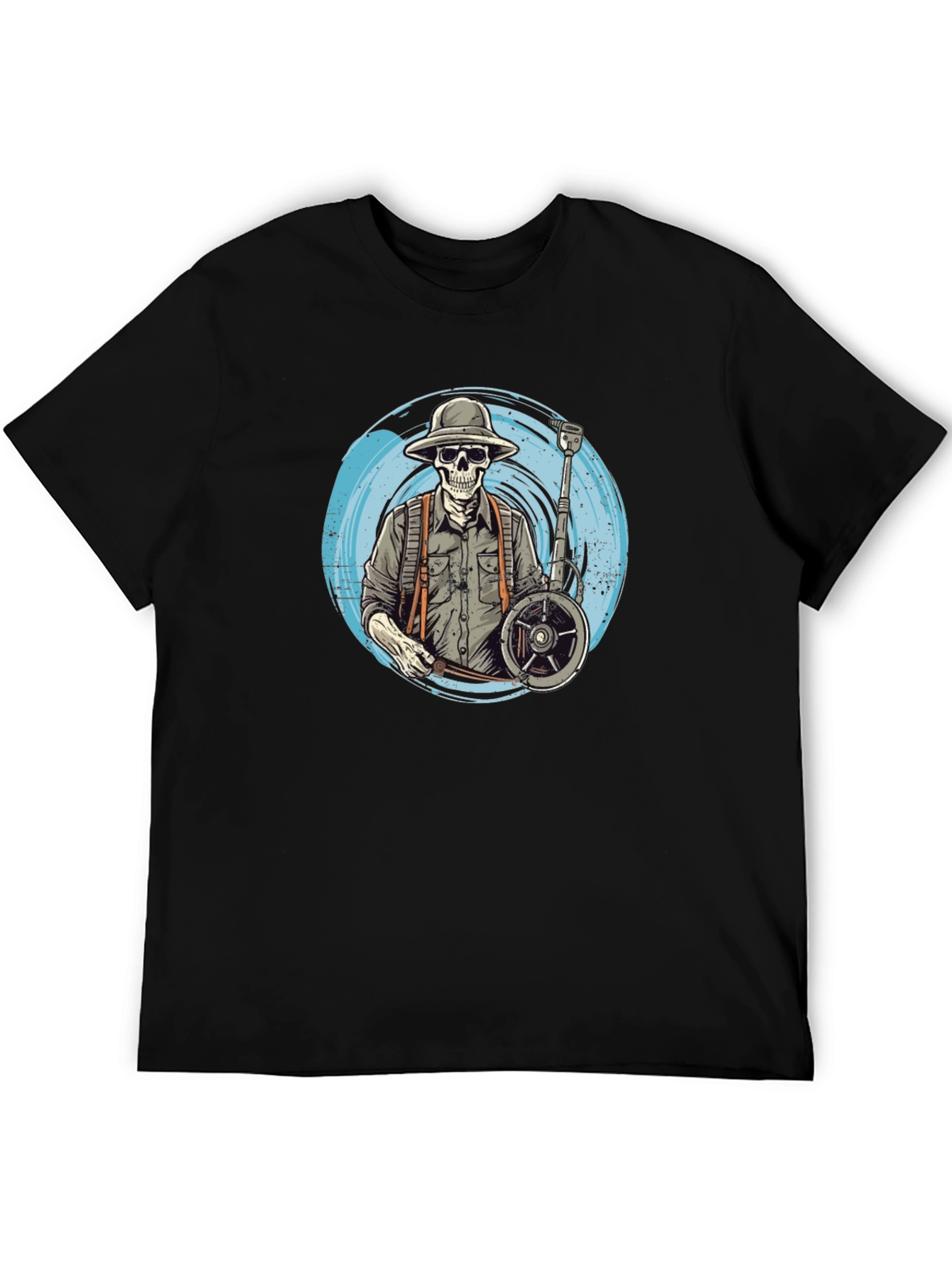 Skeleton Banjo Player Black T-Shirt