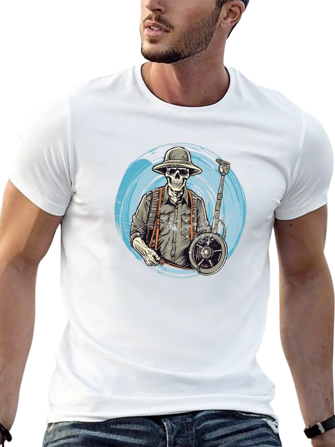 Skeleton Banjo Player Black T-Shirt