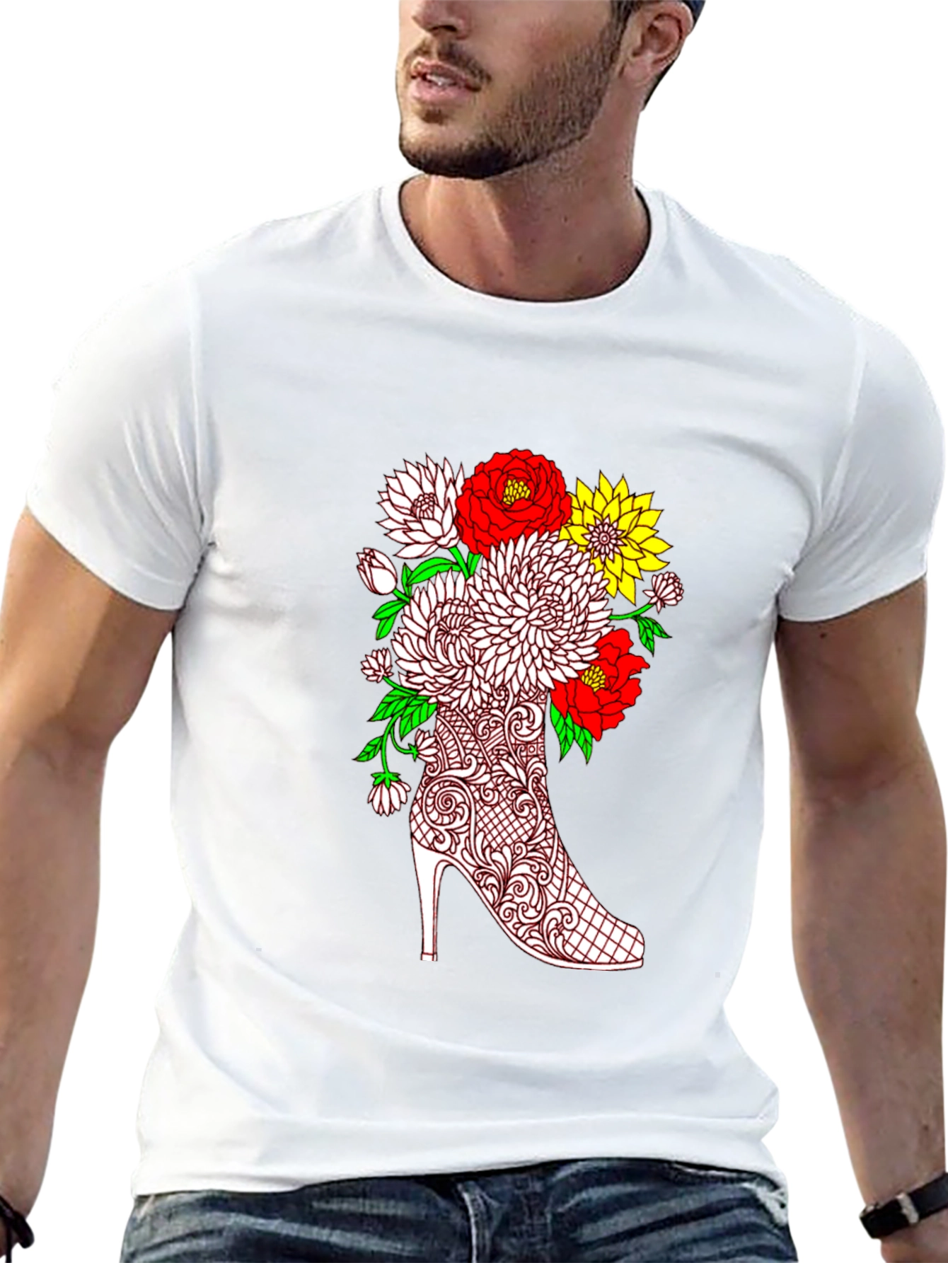 Floral Heel Graphic Tee - Unique Style