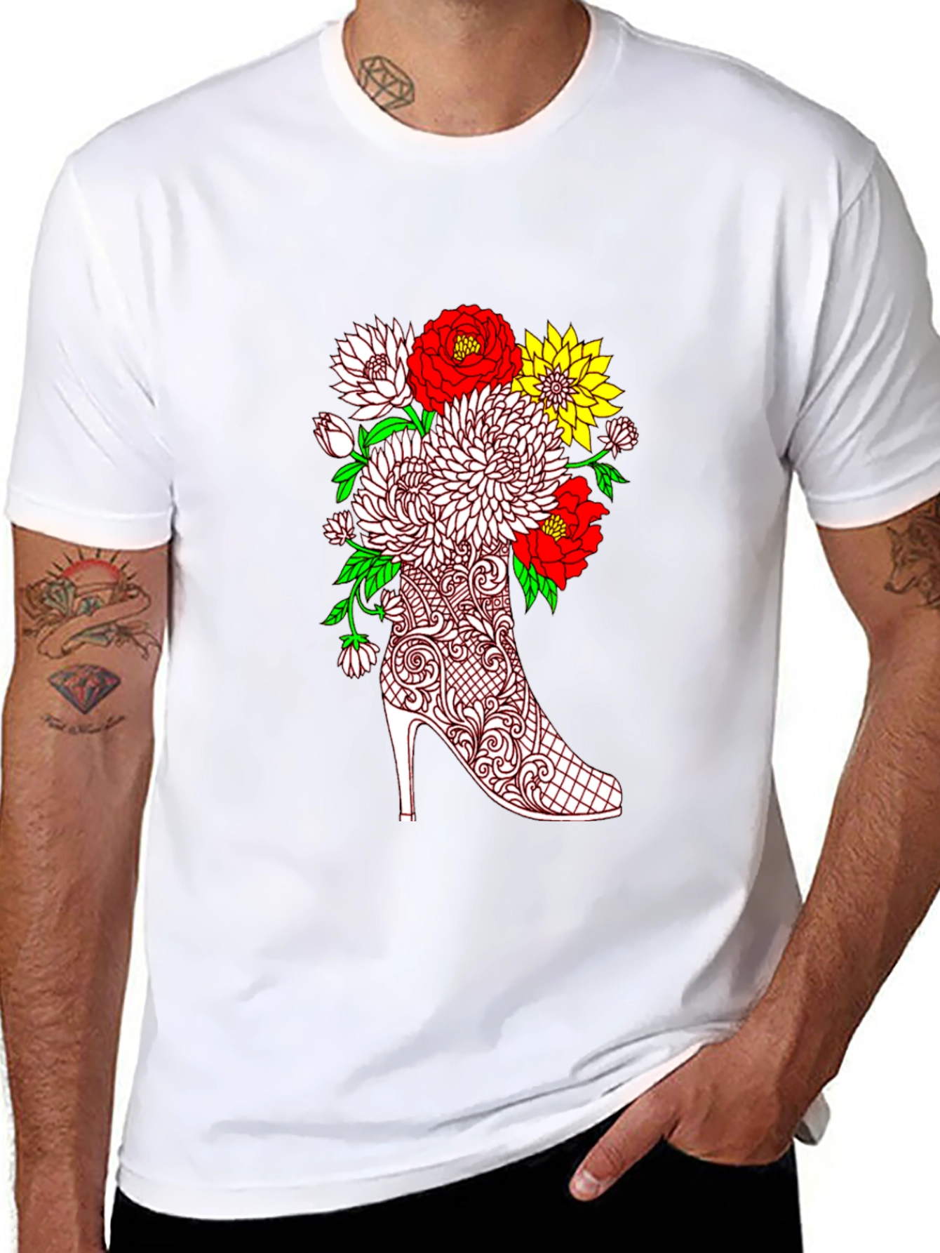 Floral Heel Graphic Tee - Unique Style