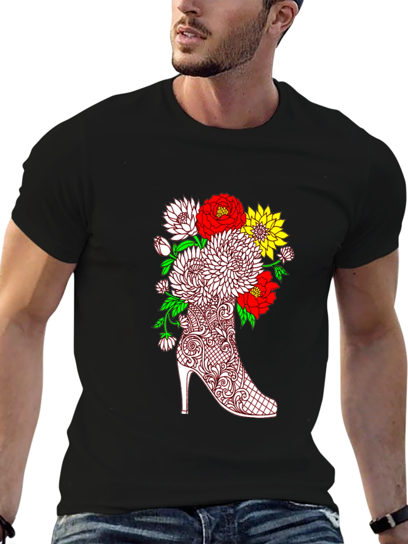 Floral Heel Graphic Tee - Unique Style