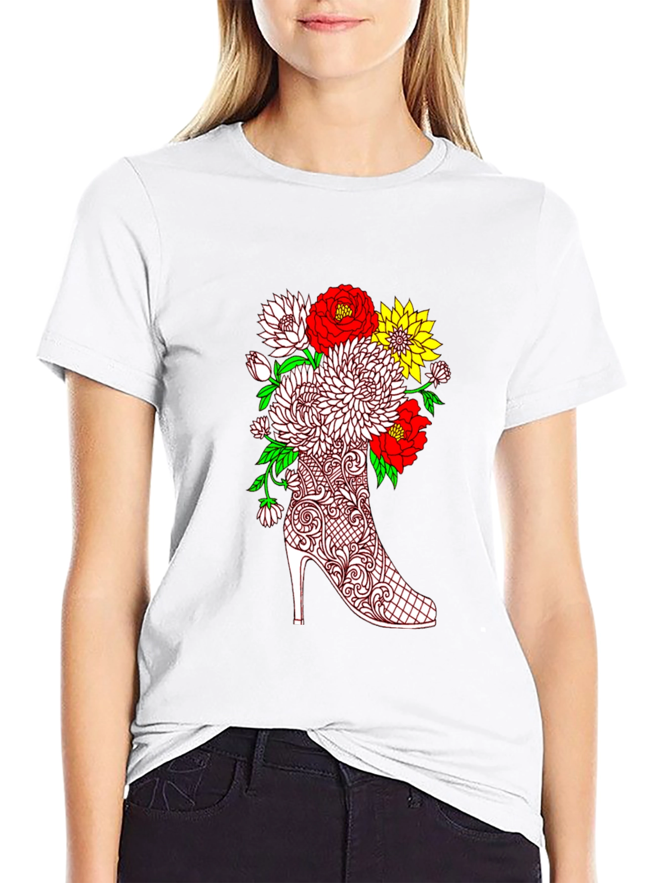 Floral Heel Graphic Tee - Unique Style