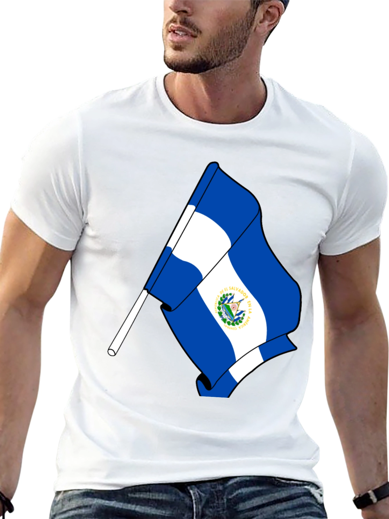 El Salvador Flag Graphic T-Shirt - Black