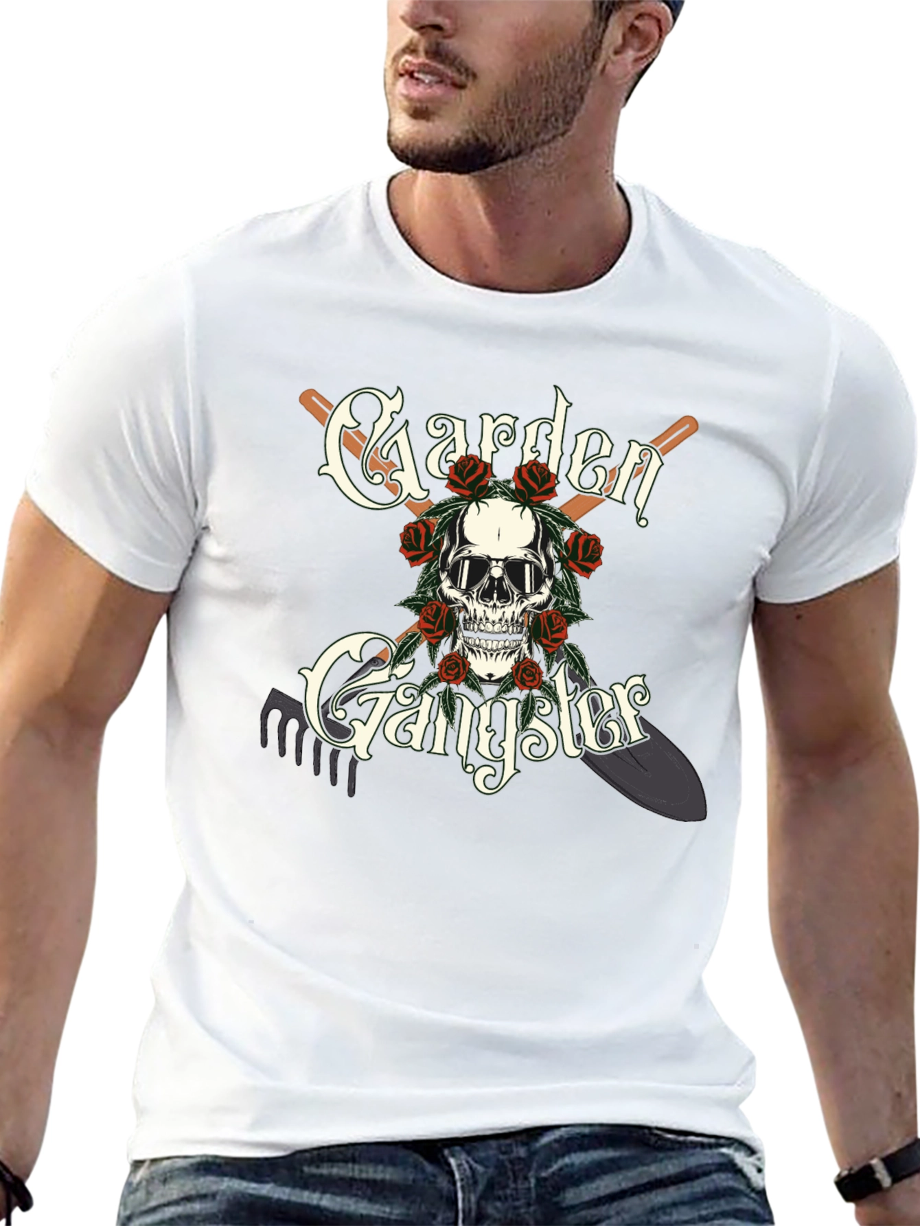Garden Gangster T-Shirt: Skull & Tools Design