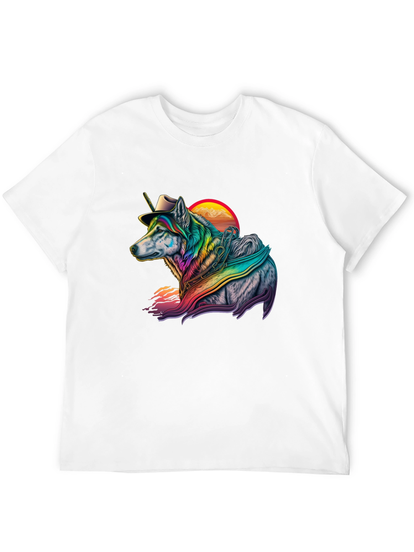 Rainbow Wolf Cowboy Graphic Tee