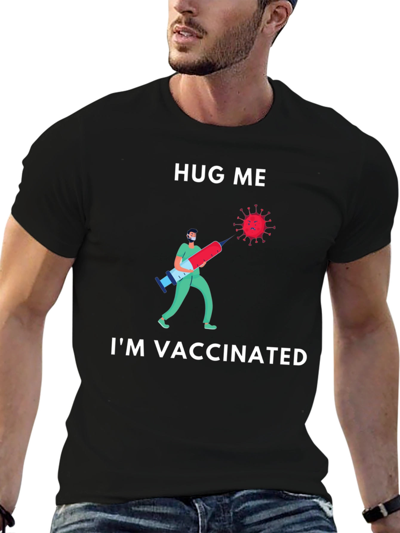 Hug Me Im Vaccinated T-Shirt Novelty Graphic Tee