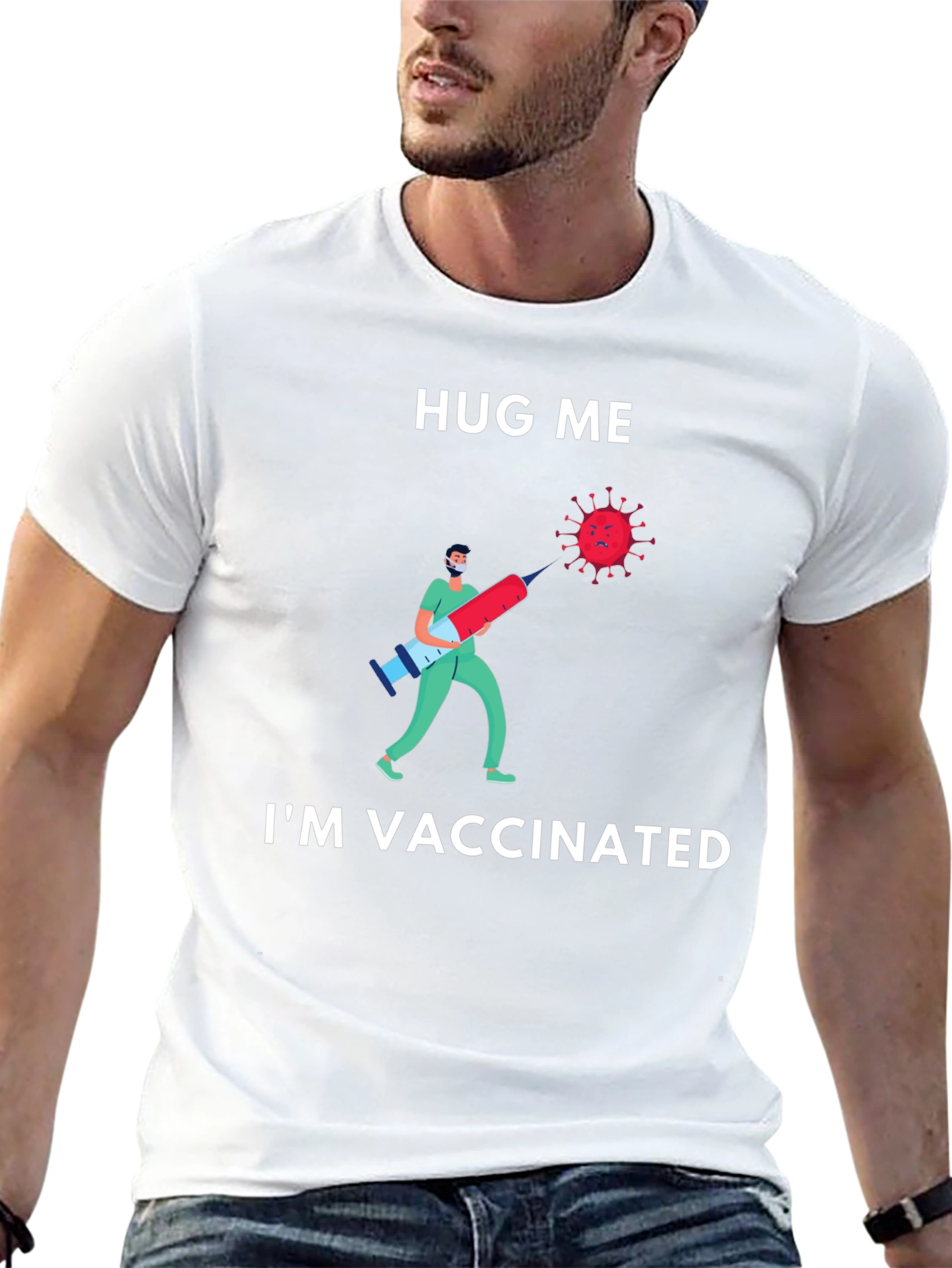 Hug Me Im Vaccinated T-Shirt Novelty Graphic Tee