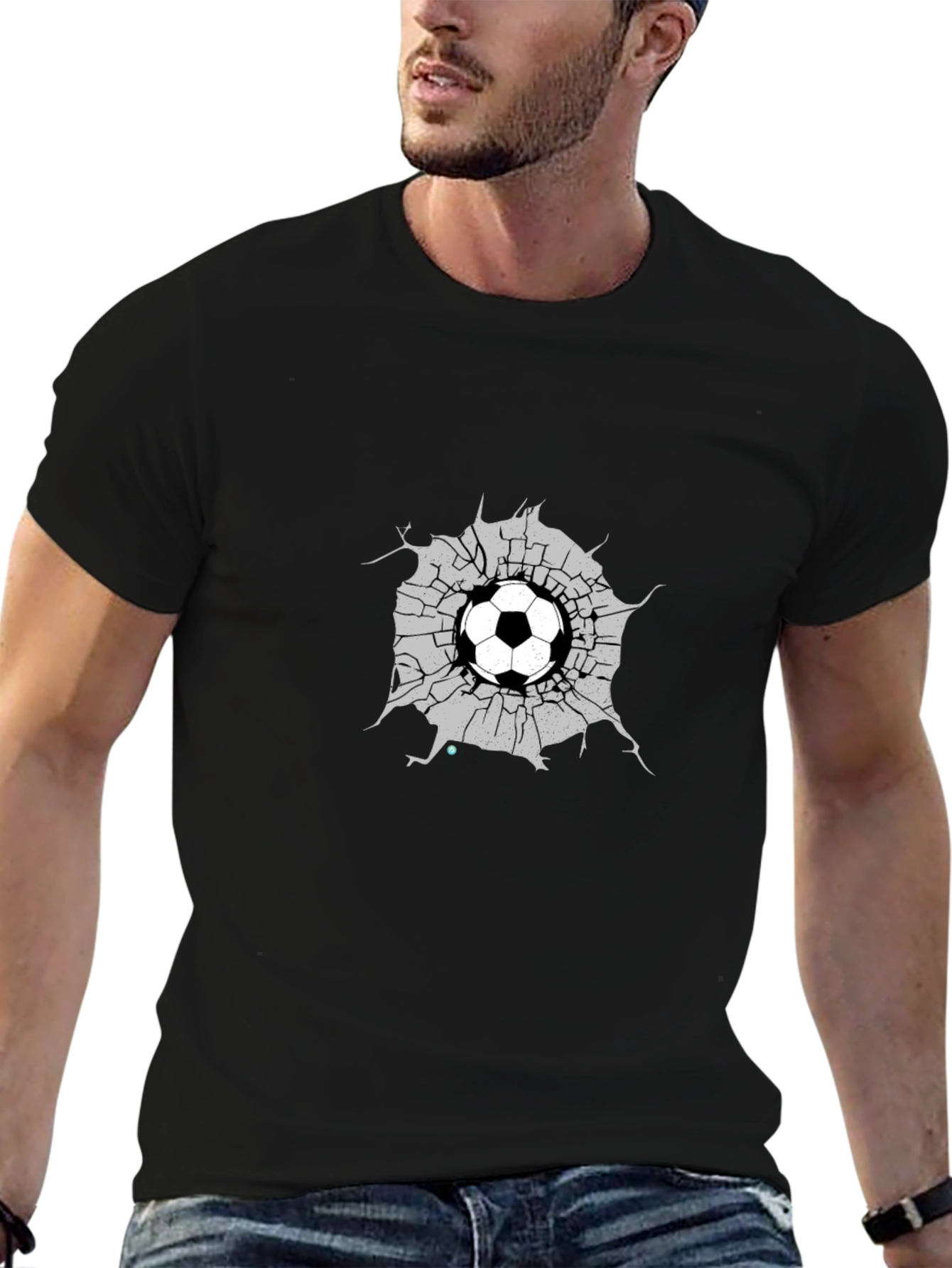 Soccer Ball Crack Graphic Tee - Black