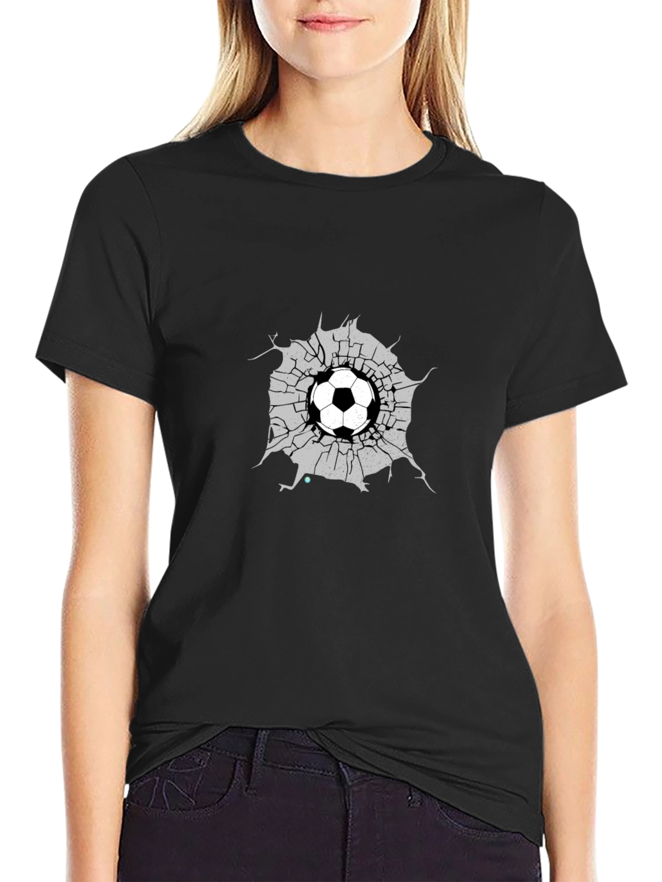 Soccer Ball Crack Graphic Tee - Black