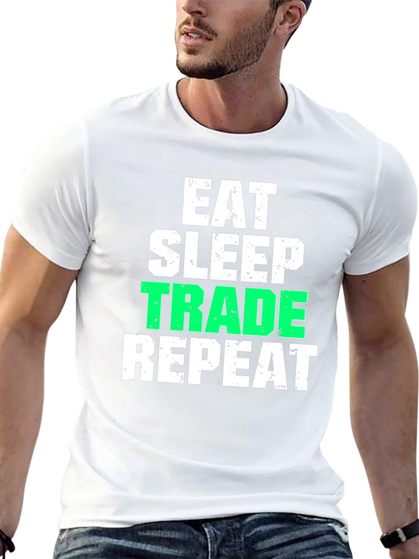 Eat Sleep Trade Repeat Black Graphic T-Shirt