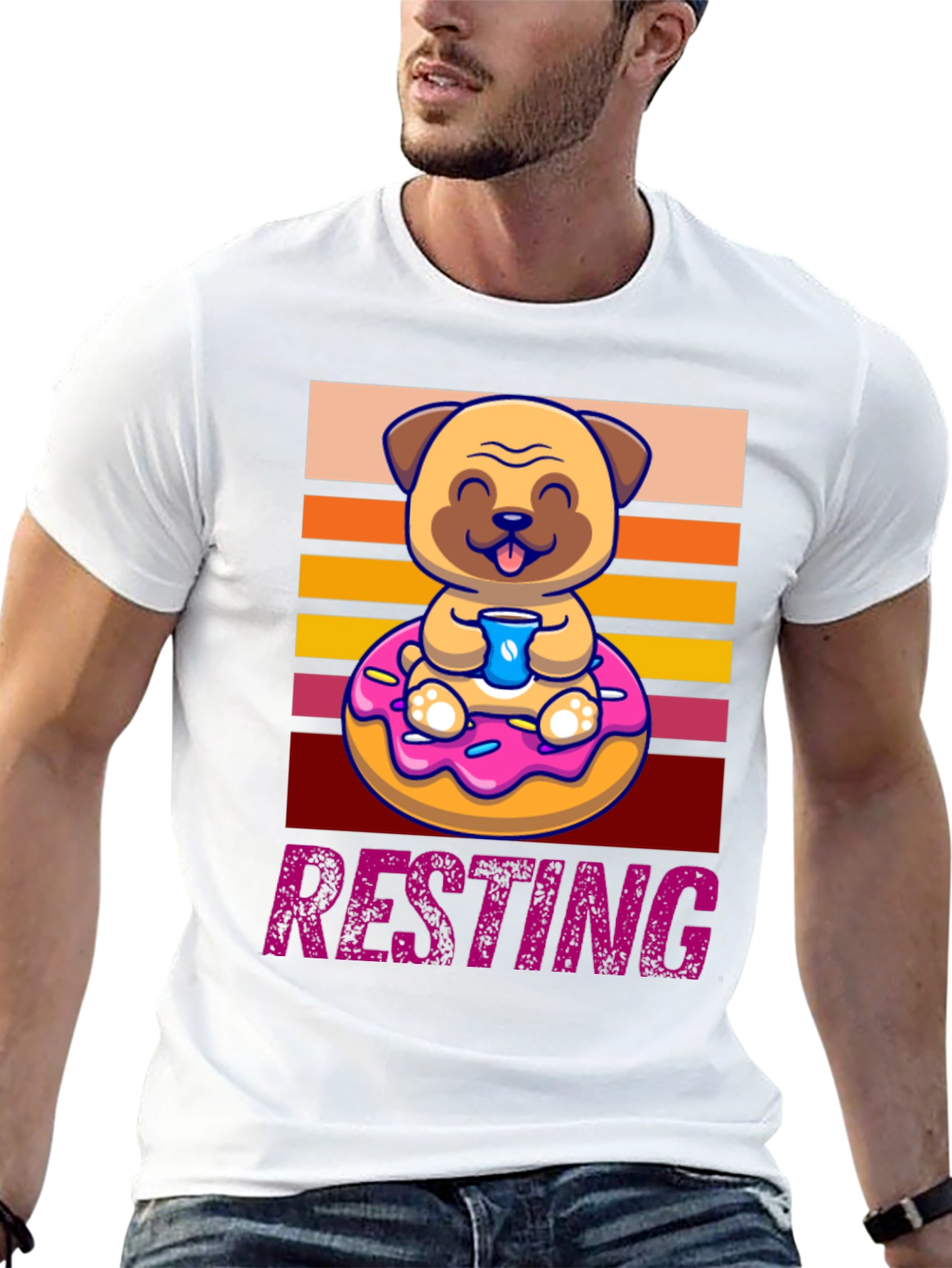 Resting Pug Donut T-Shirt - Cute & Comfy
