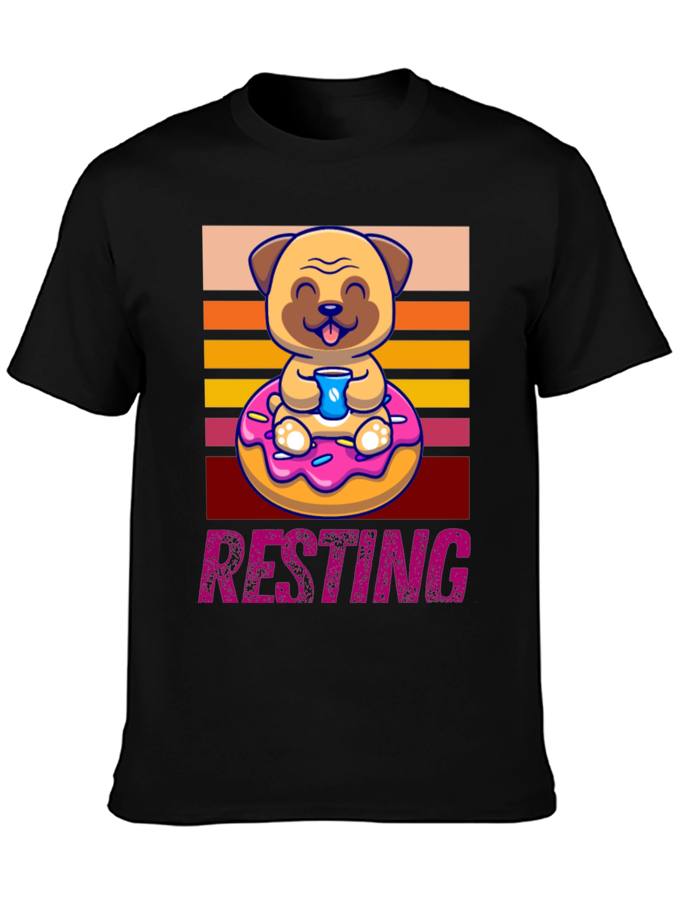 Resting Pug Donut T-Shirt - Cute & Comfy