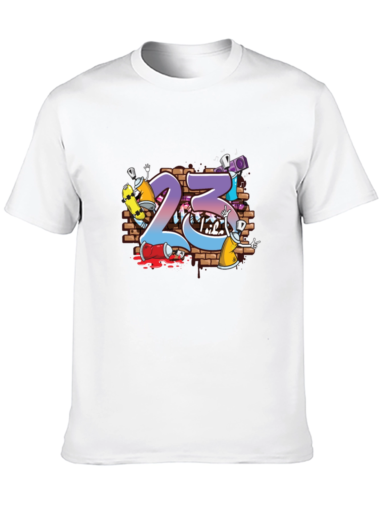 Graffiti 23 Graphic Print Black T-Shirt