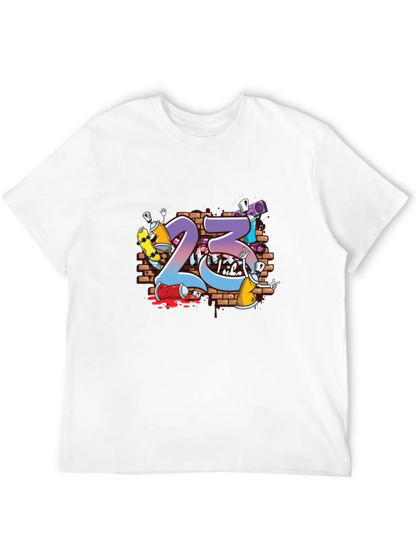 Graffiti 23 Graphic Print Black T-Shirt