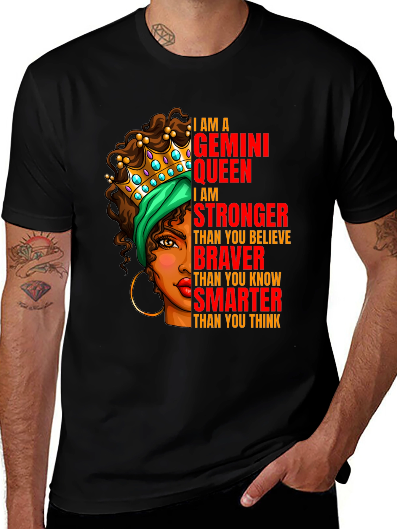 Gemini Queen Graphic T-Shirt - Strong Brave Smart