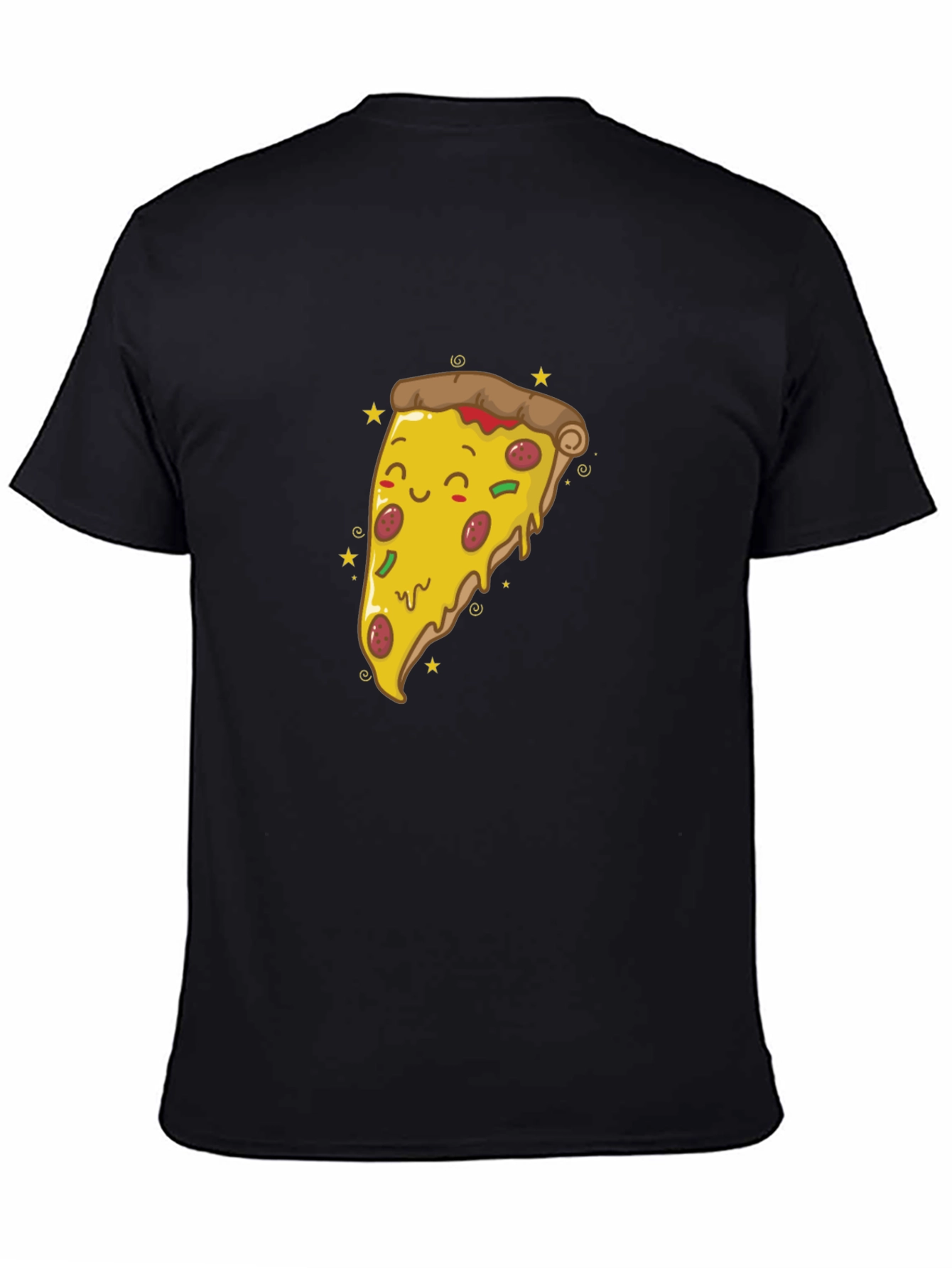 Cute Pizza Slice Graphic Tee - Black T-Shirt