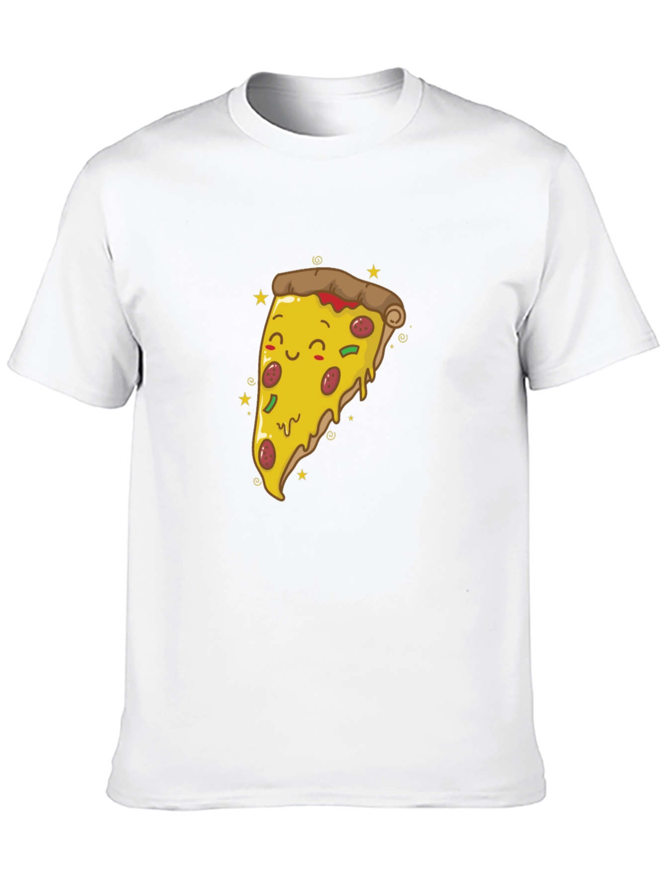 Cute Pizza Slice Graphic Tee - Black T-Shirt