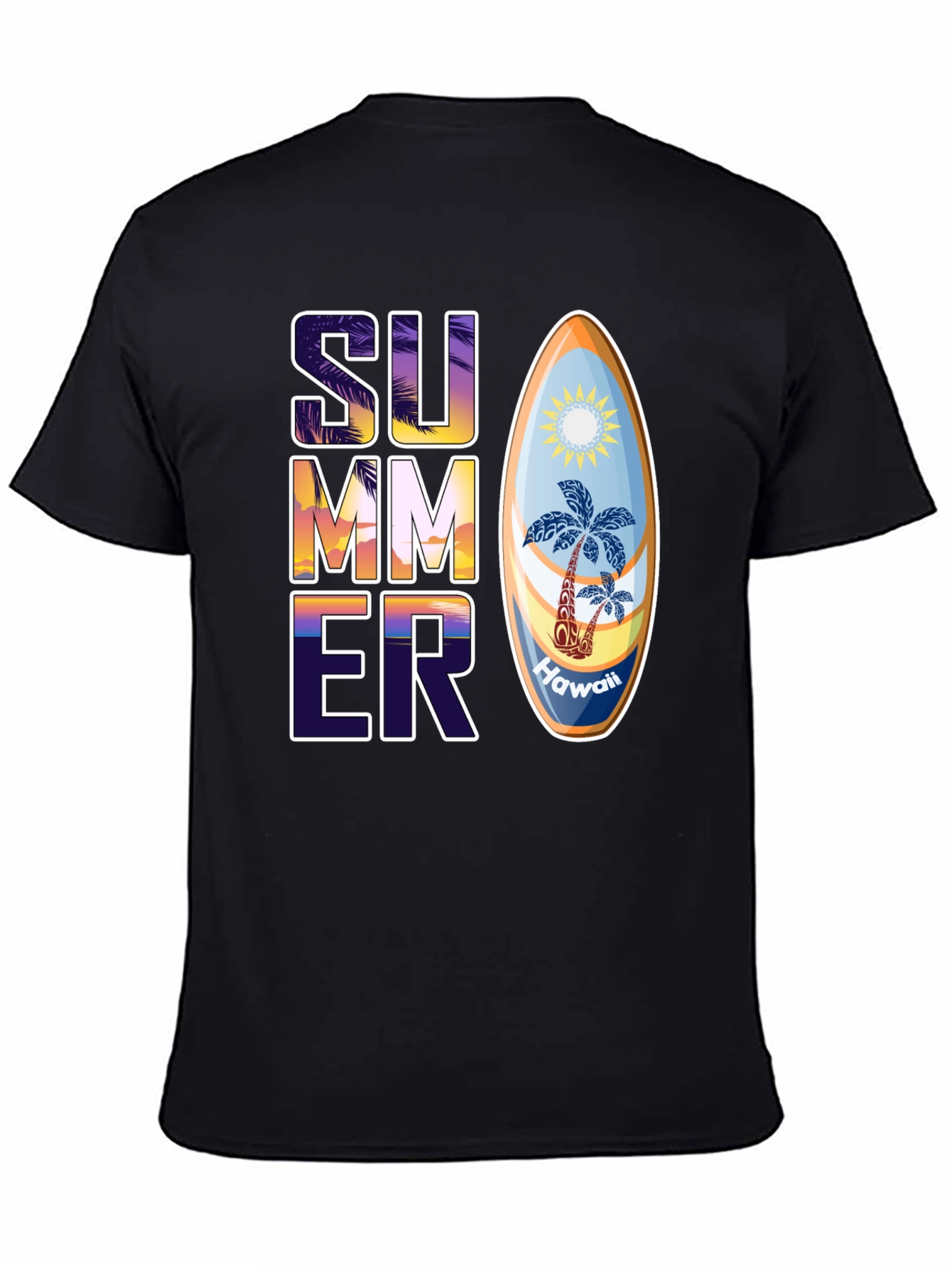 Summer Hawaii Surfboard Graphic T-Shirt