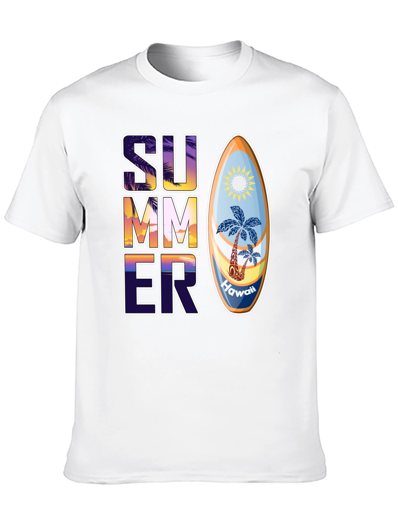 Summer Hawaii Surfboard Graphic T-Shirt