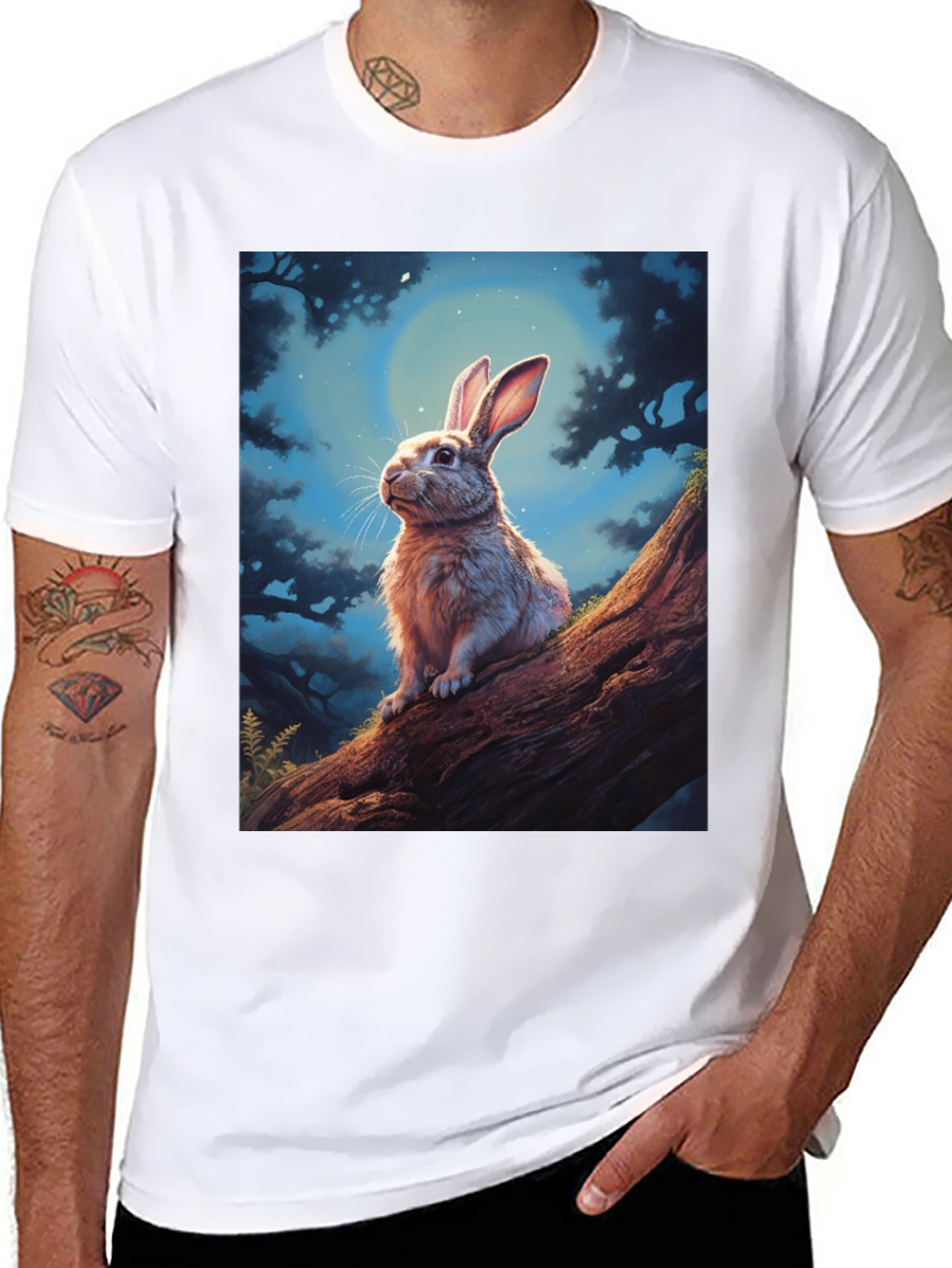 Rabbit Moon Black T-Shirt