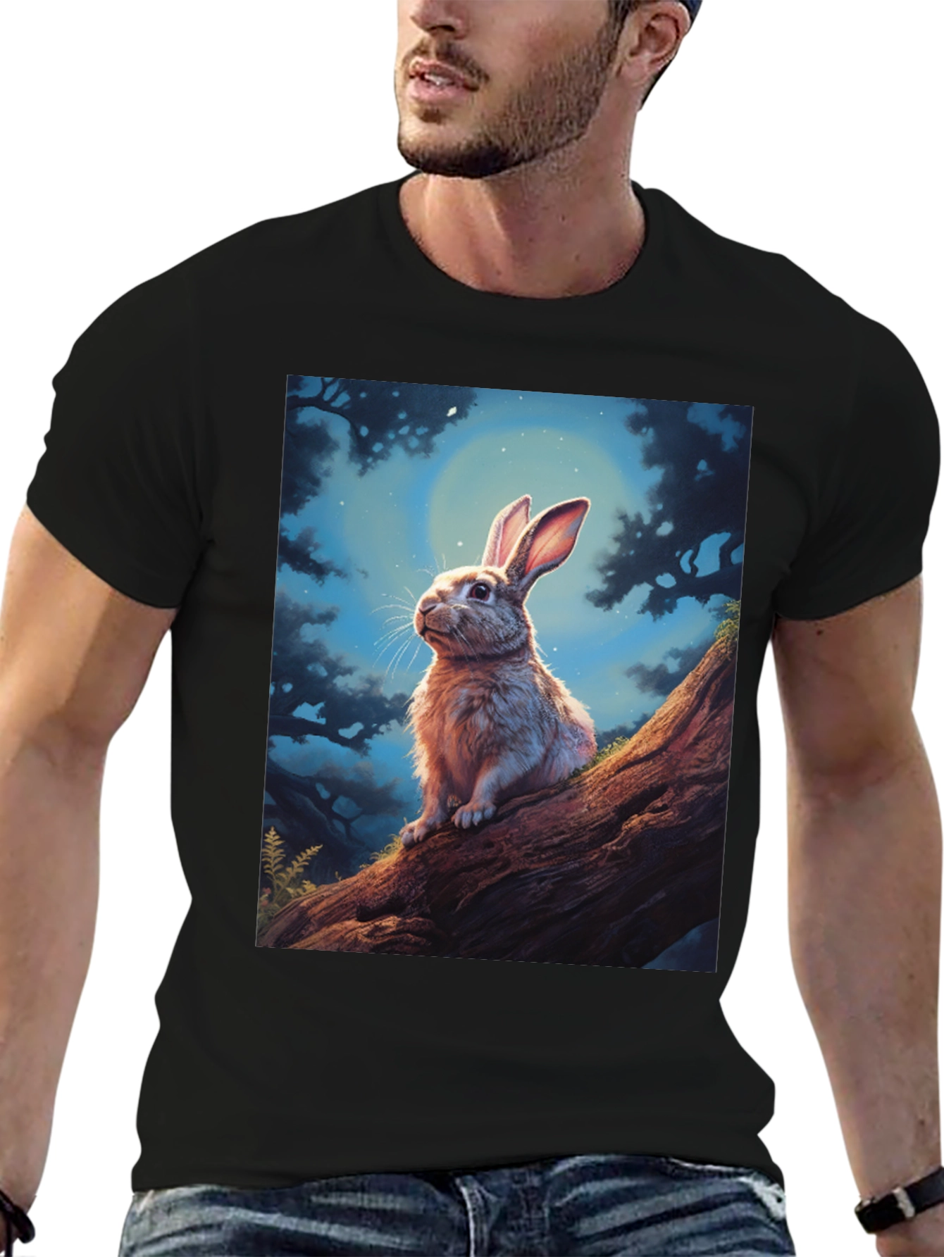 Rabbit Moon Black T-Shirt