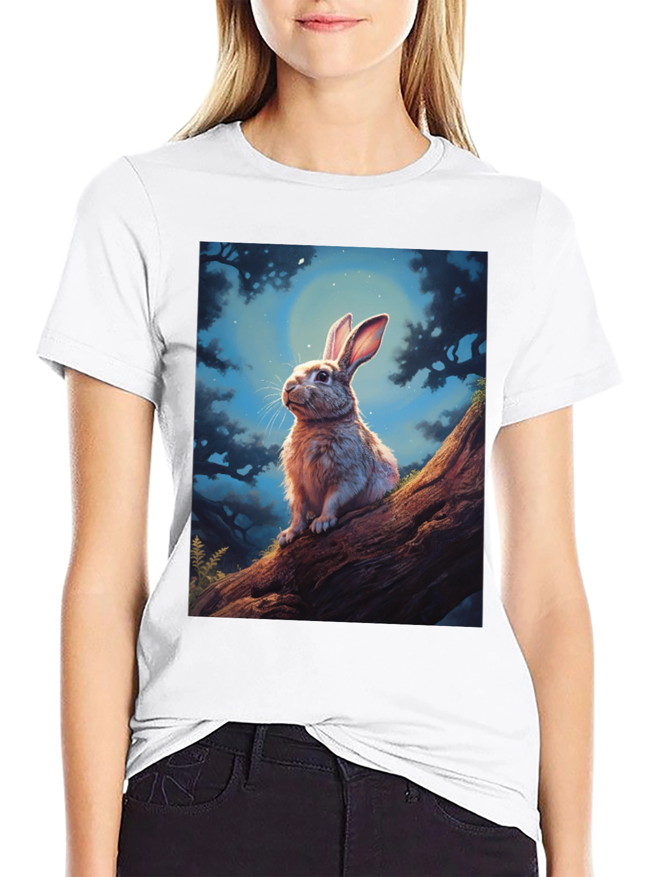 Rabbit Moon Black T-Shirt