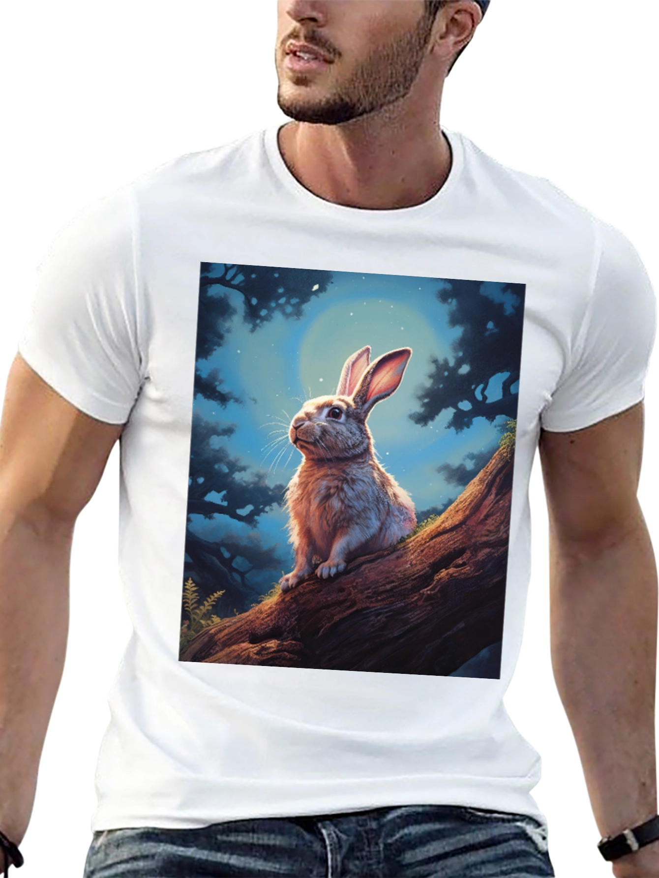 Rabbit Moon Black T-Shirt